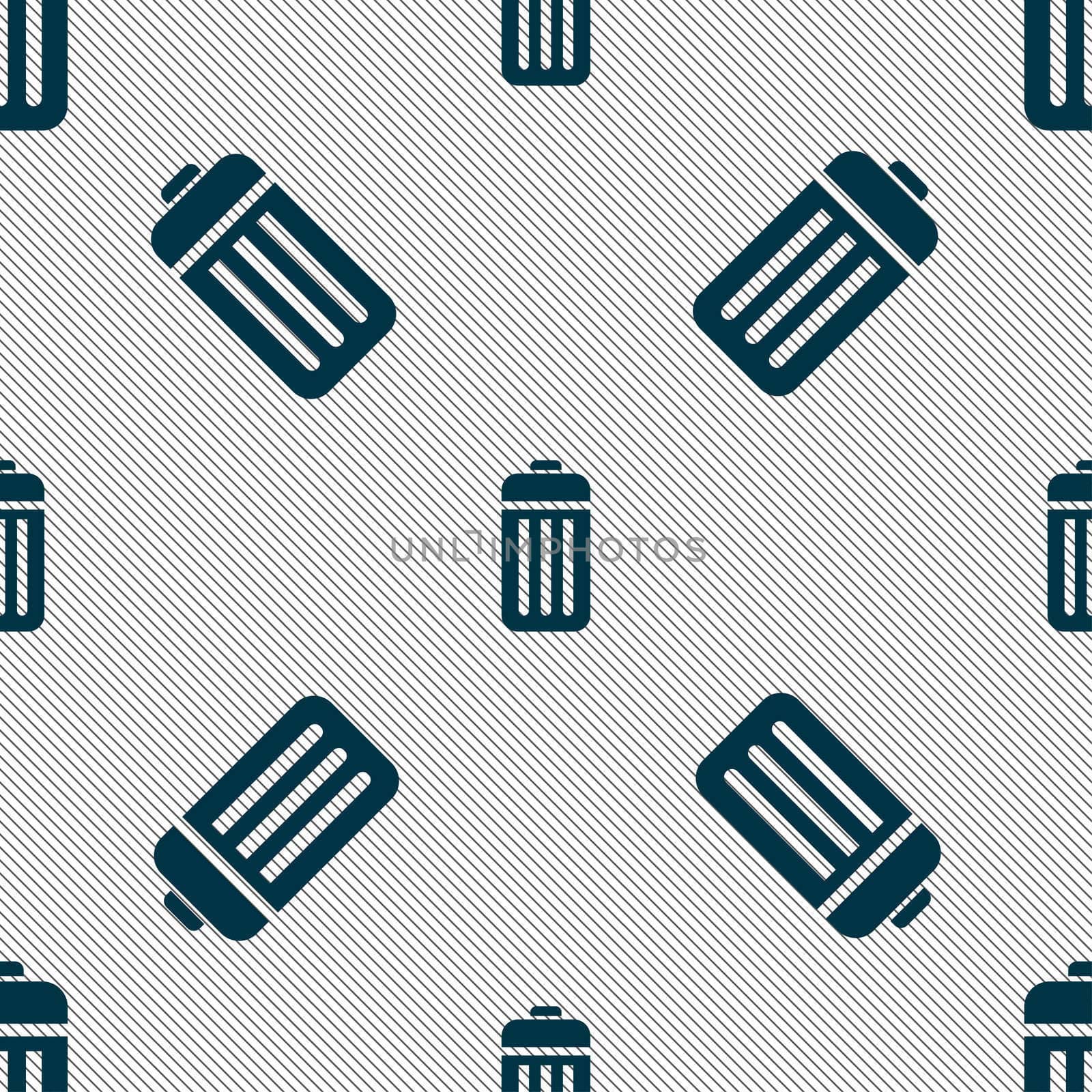 The trash icon sign. Seamless pattern with geometric texture. illustration