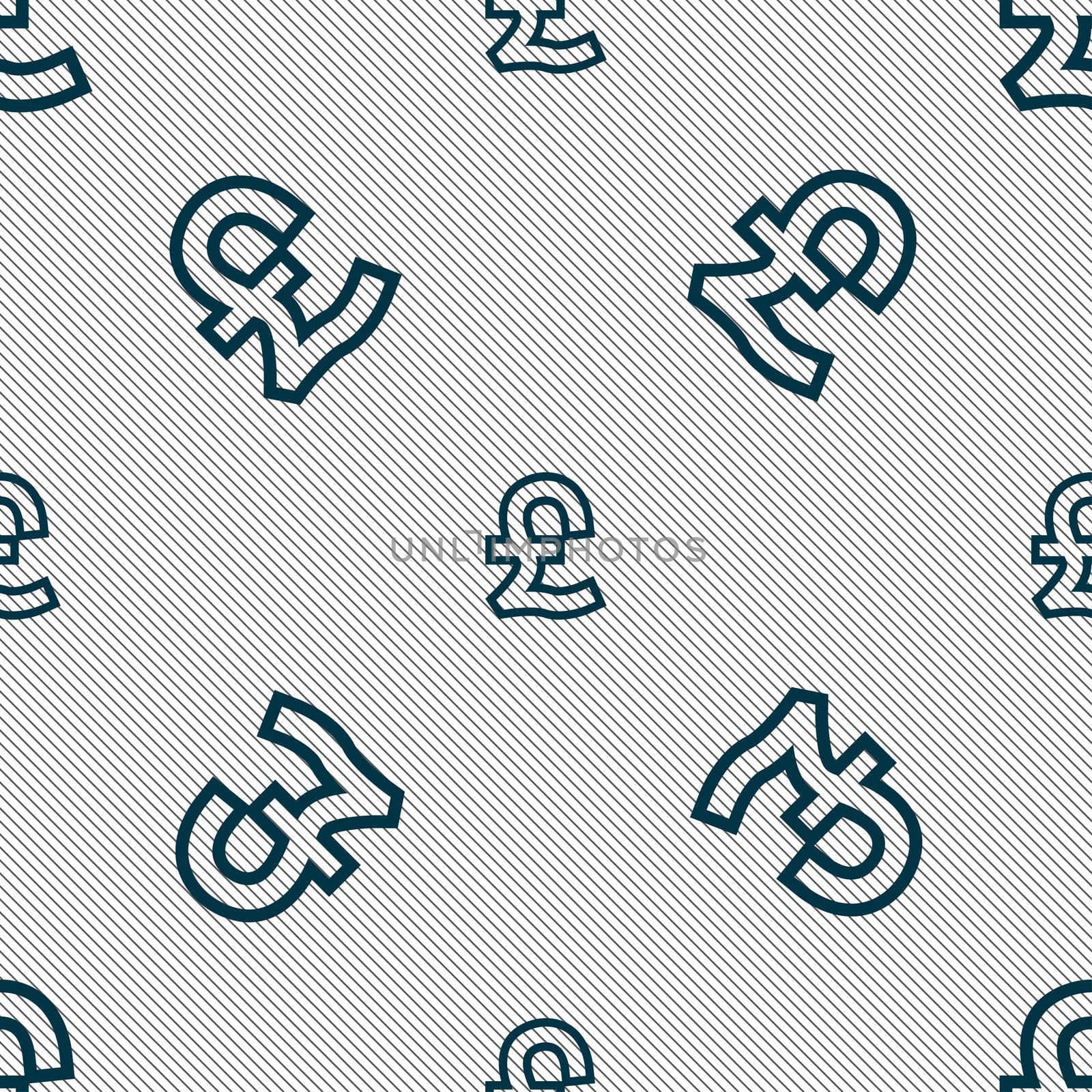 Pound Sterling icon sign. Seamless pattern with geometric texture. illustration