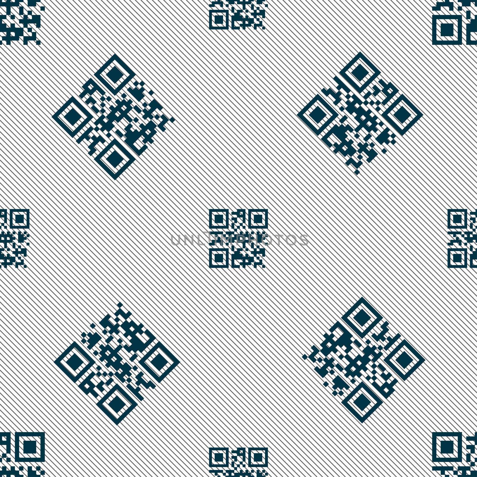 Qr code icon sign. Seamless pattern with geometric texture.  by serhii_lohvyniuk