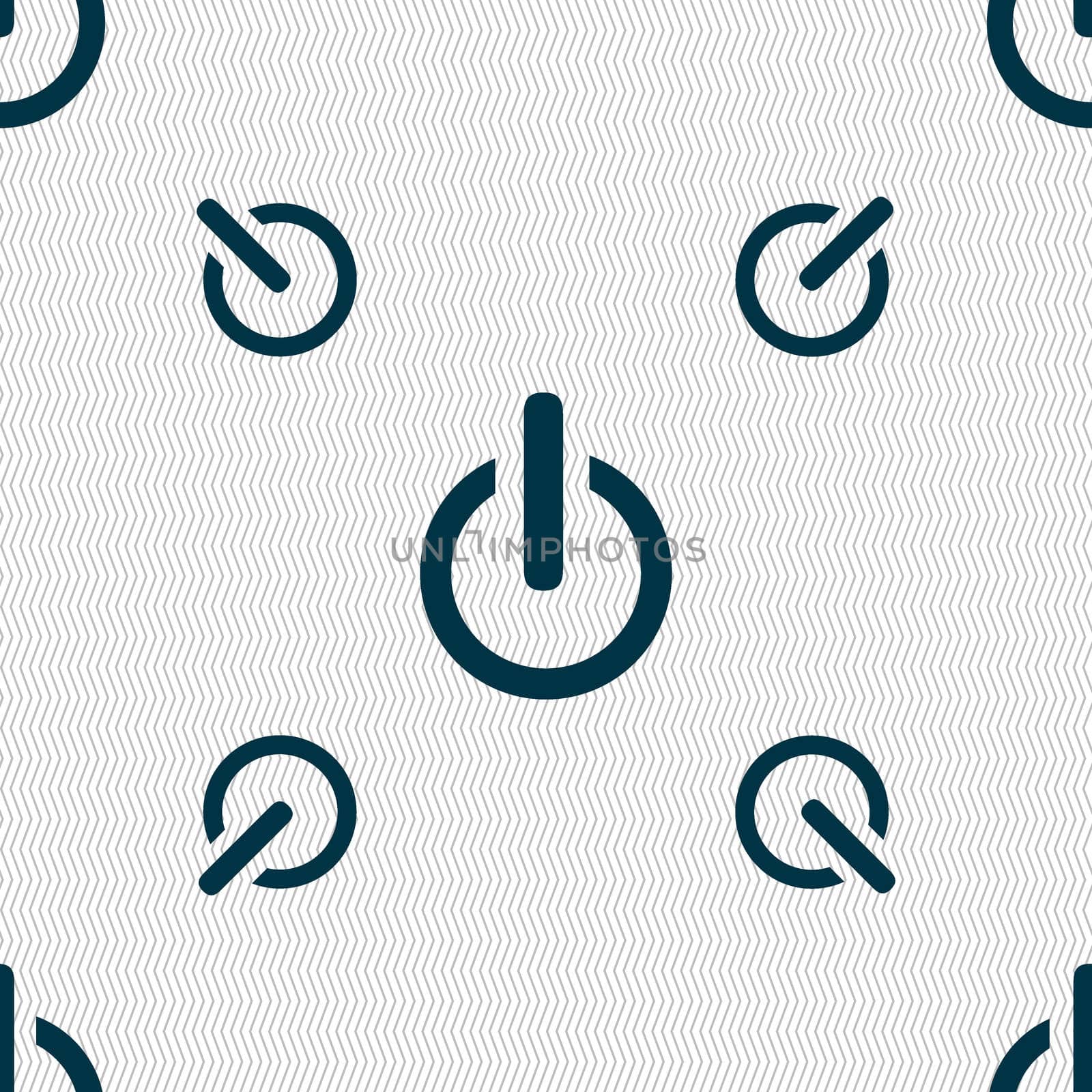 Power sign icon. Switch on symbol. Seamless pattern with geometric texture. illustration
