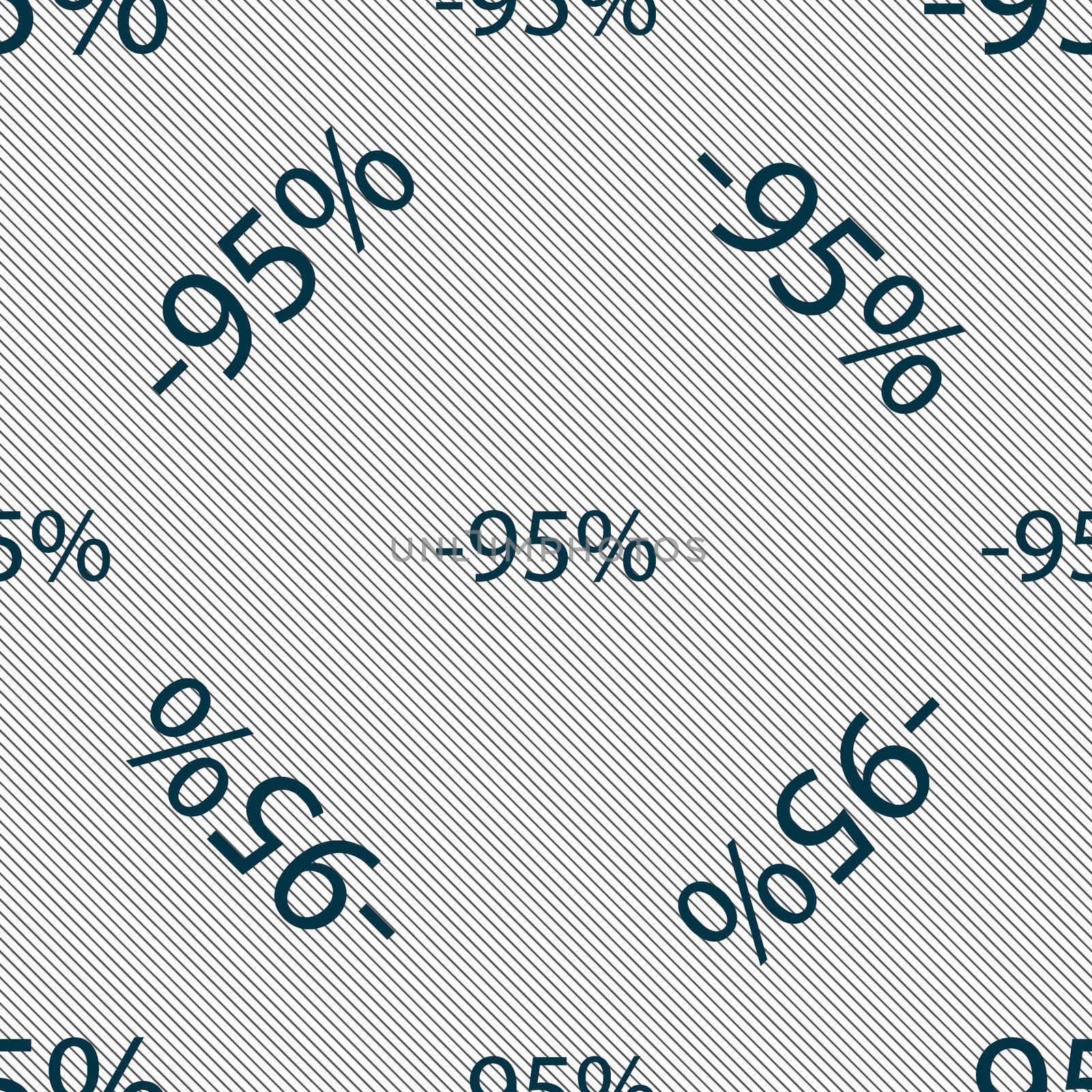 95 percent discount sign icon. Sale symbol. Special offer label. Seamless pattern with geometric texture.  by serhii_lohvyniuk