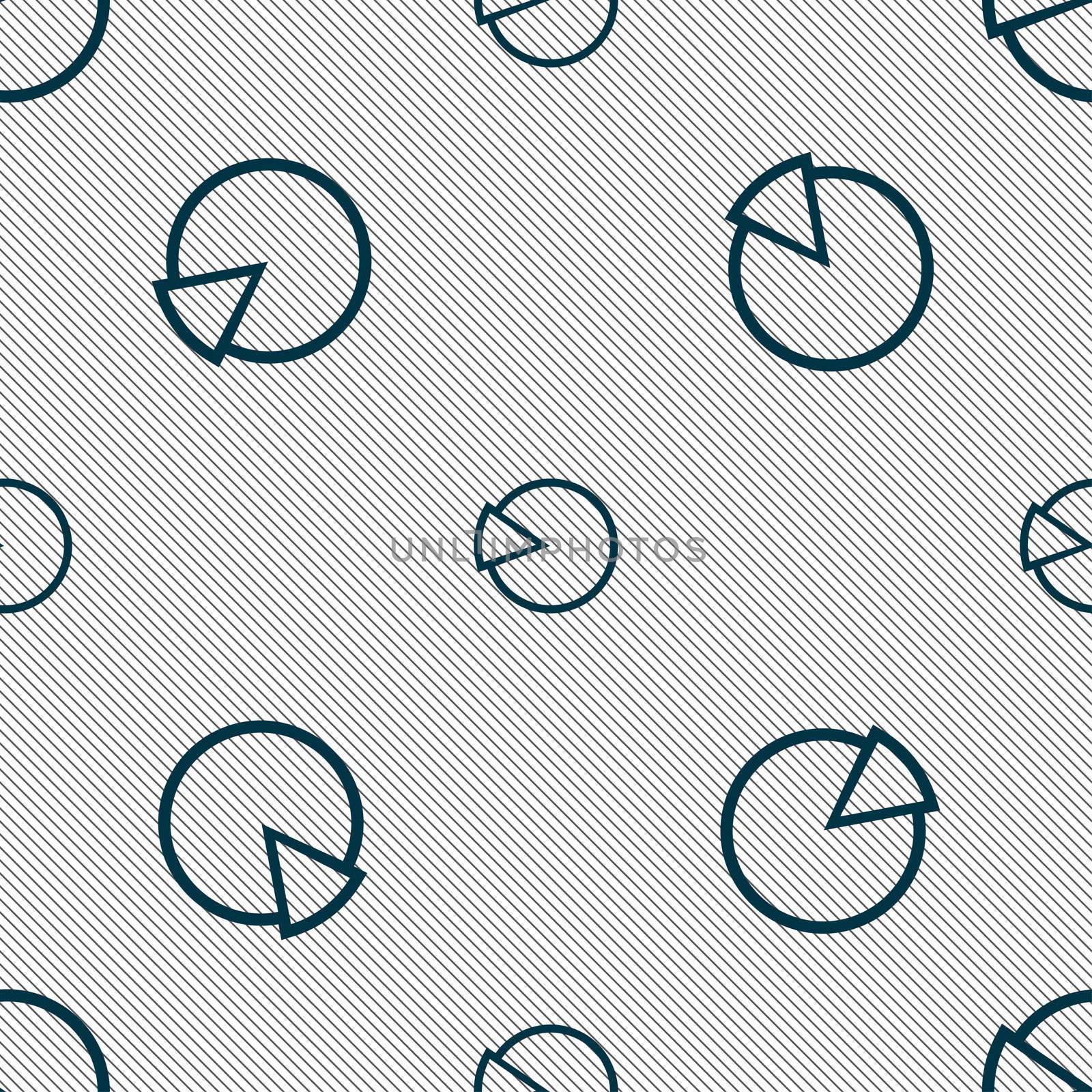 Pie chart graph icon sign. Seamless pattern with geometric texture. illustration