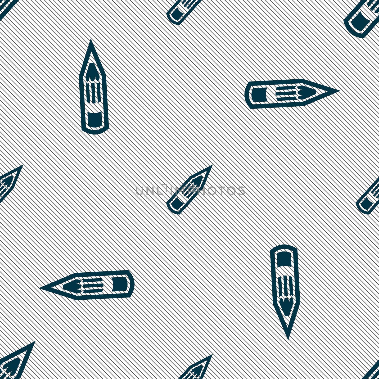 Pencil icon sign. Seamless pattern with geometric texture.  by serhii_lohvyniuk