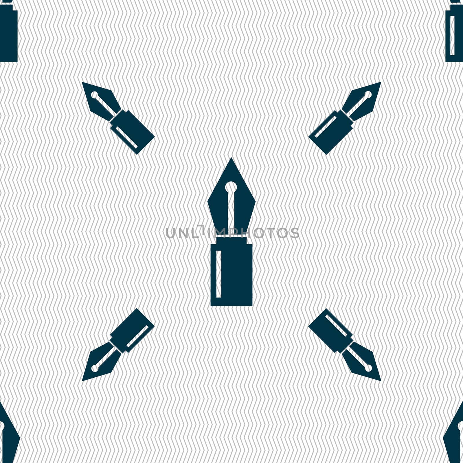 Pen sign icon. Edit content button. Seamless pattern with geometric texture. illustration