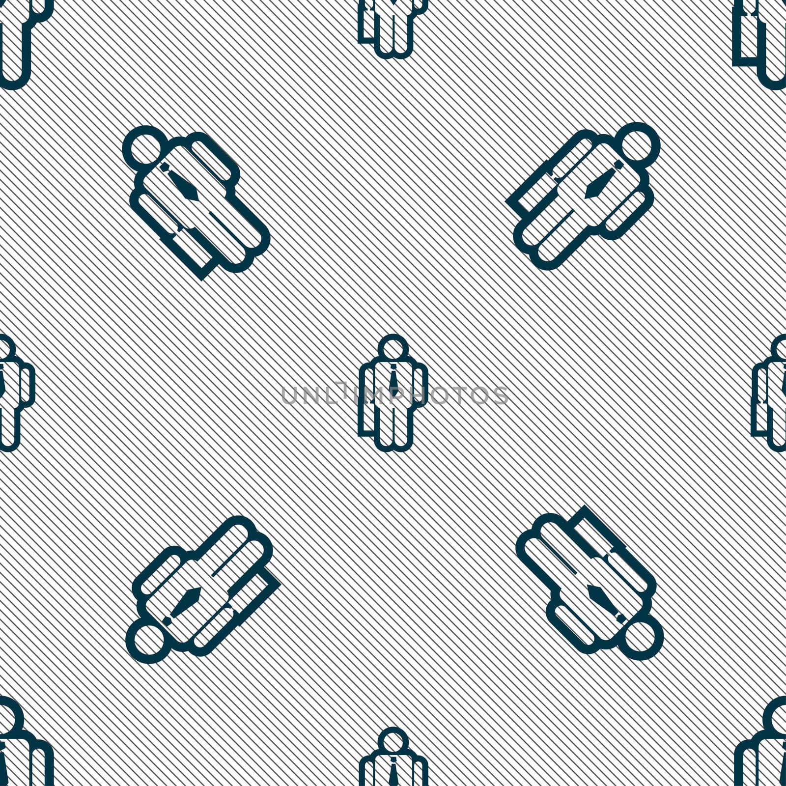 businessman icon sign. Seamless pattern with geometric texture. illustration