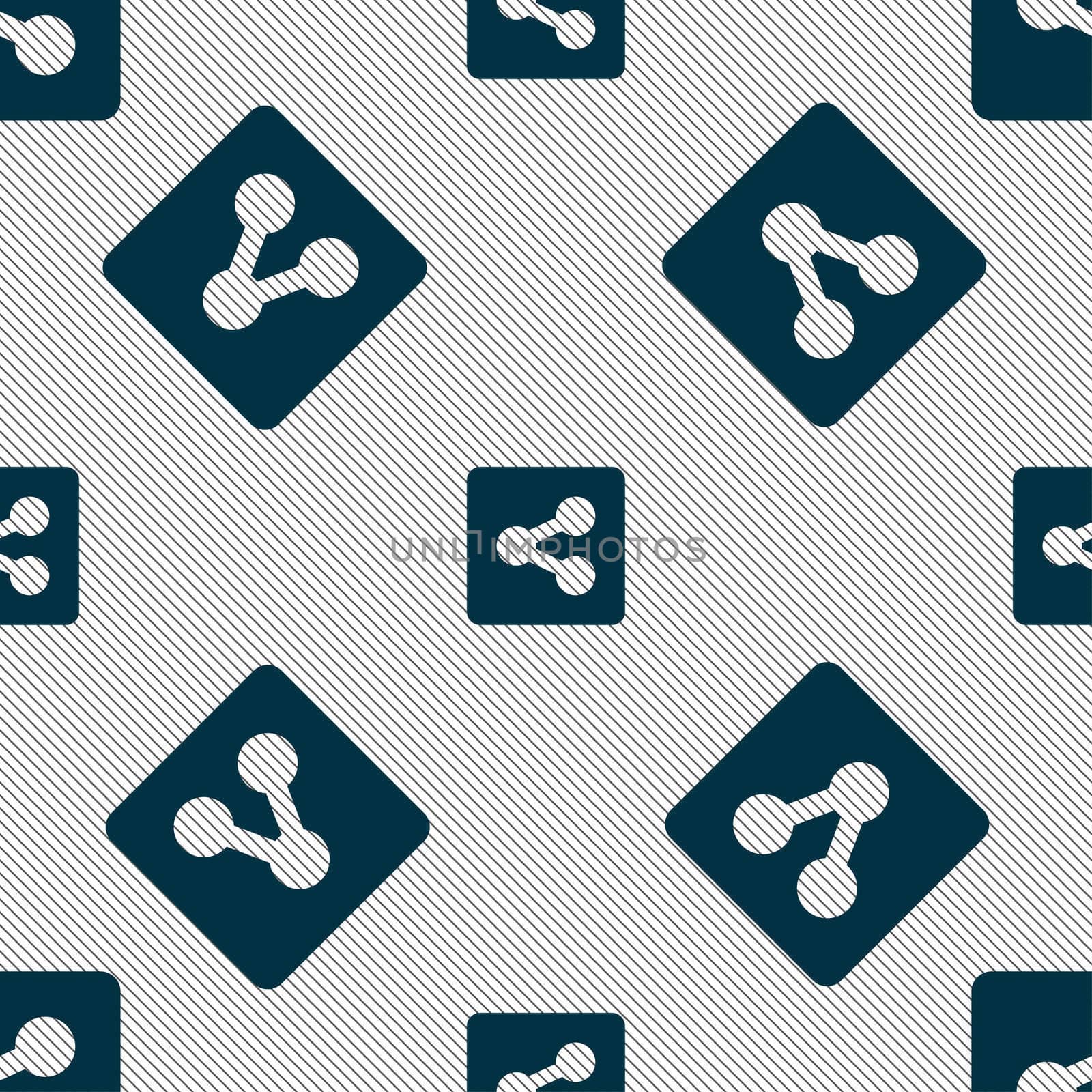 Share icon sign. Seamless pattern with geometric texture. illustration