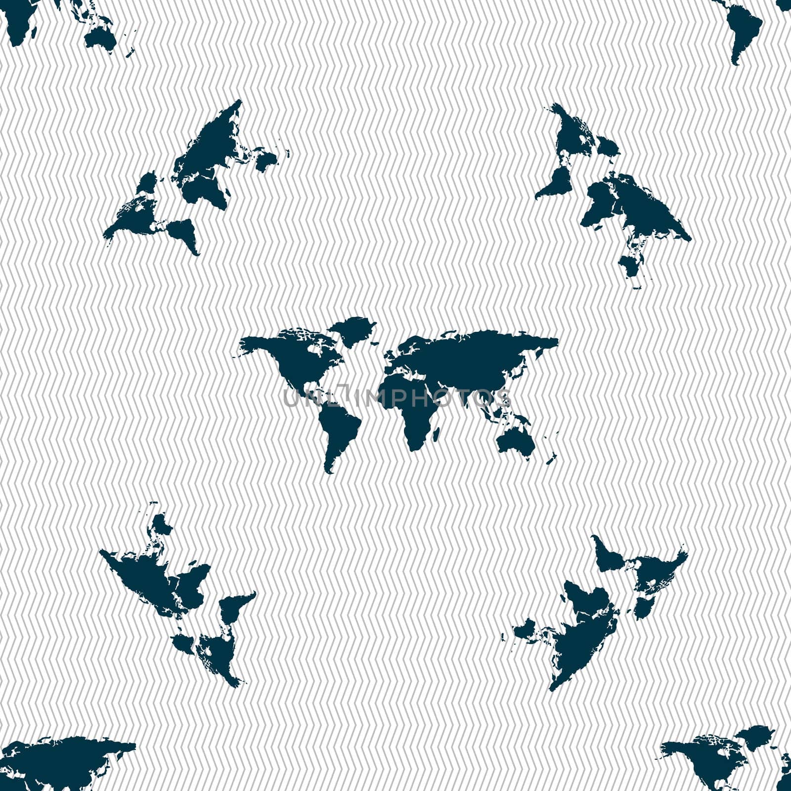 Globe sign icon. World map geography symbol. Seamless pattern with geometric texture. illustration