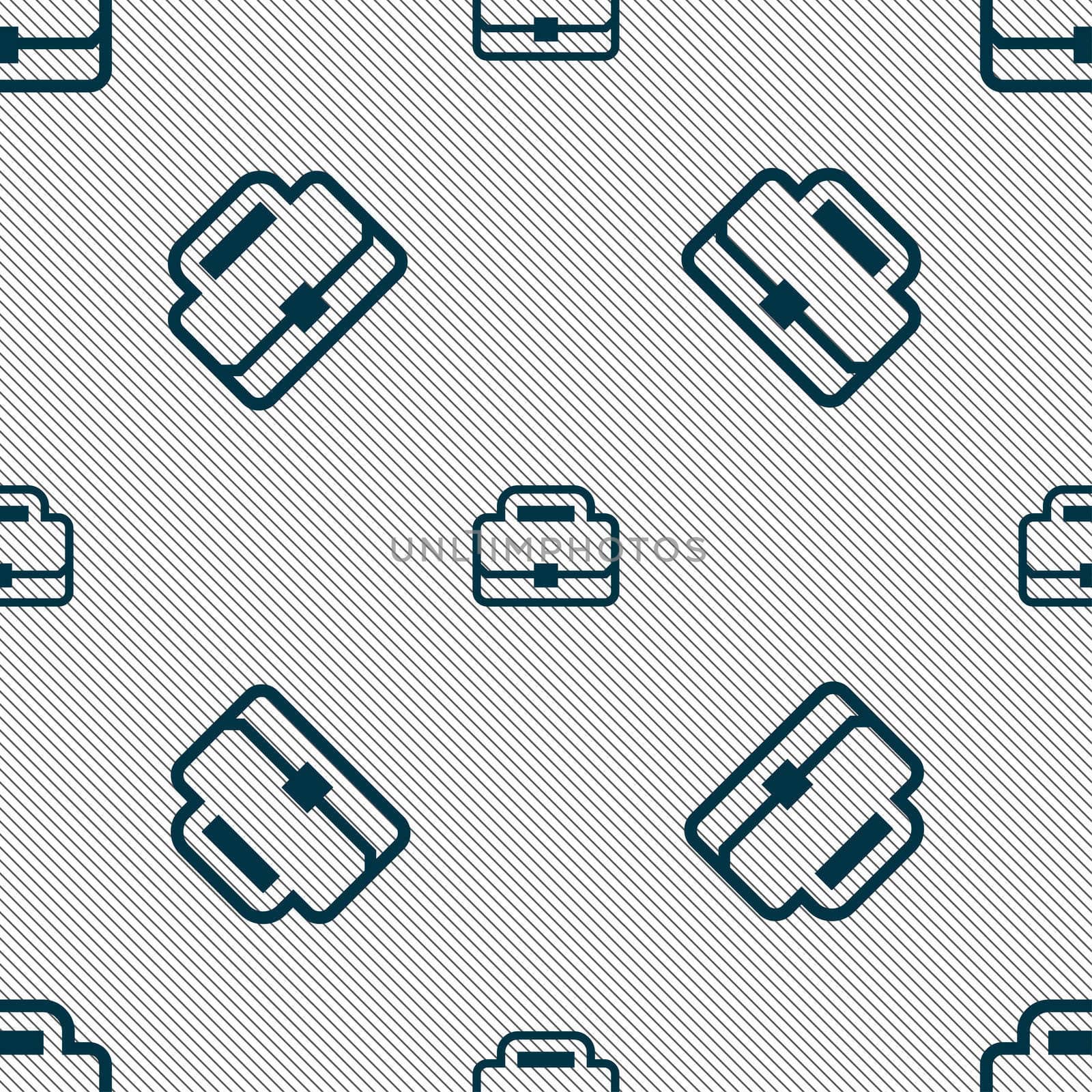 Briefcase icon sign. Seamless pattern with geometric texture.  by serhii_lohvyniuk