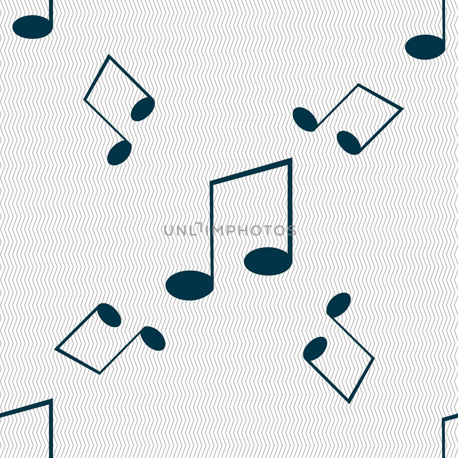 Music note sign icon. Musical symbol. Seamless pattern with geometric texture.  by serhii_lohvyniuk