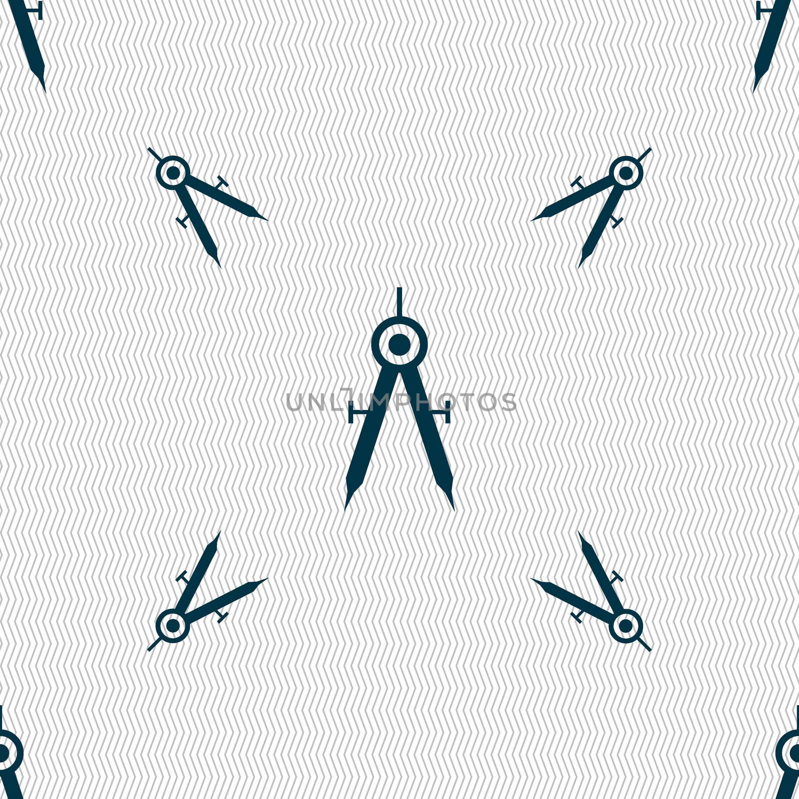 Mathematical Compass sign icon. Seamless pattern with geometric texture.  by serhii_lohvyniuk