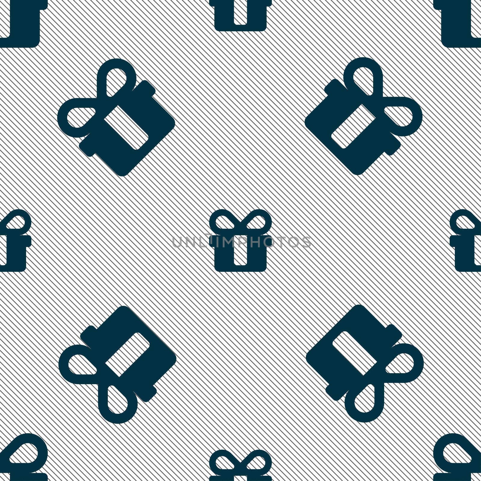 gift icon sign. Seamless pattern with geometric texture. illustration