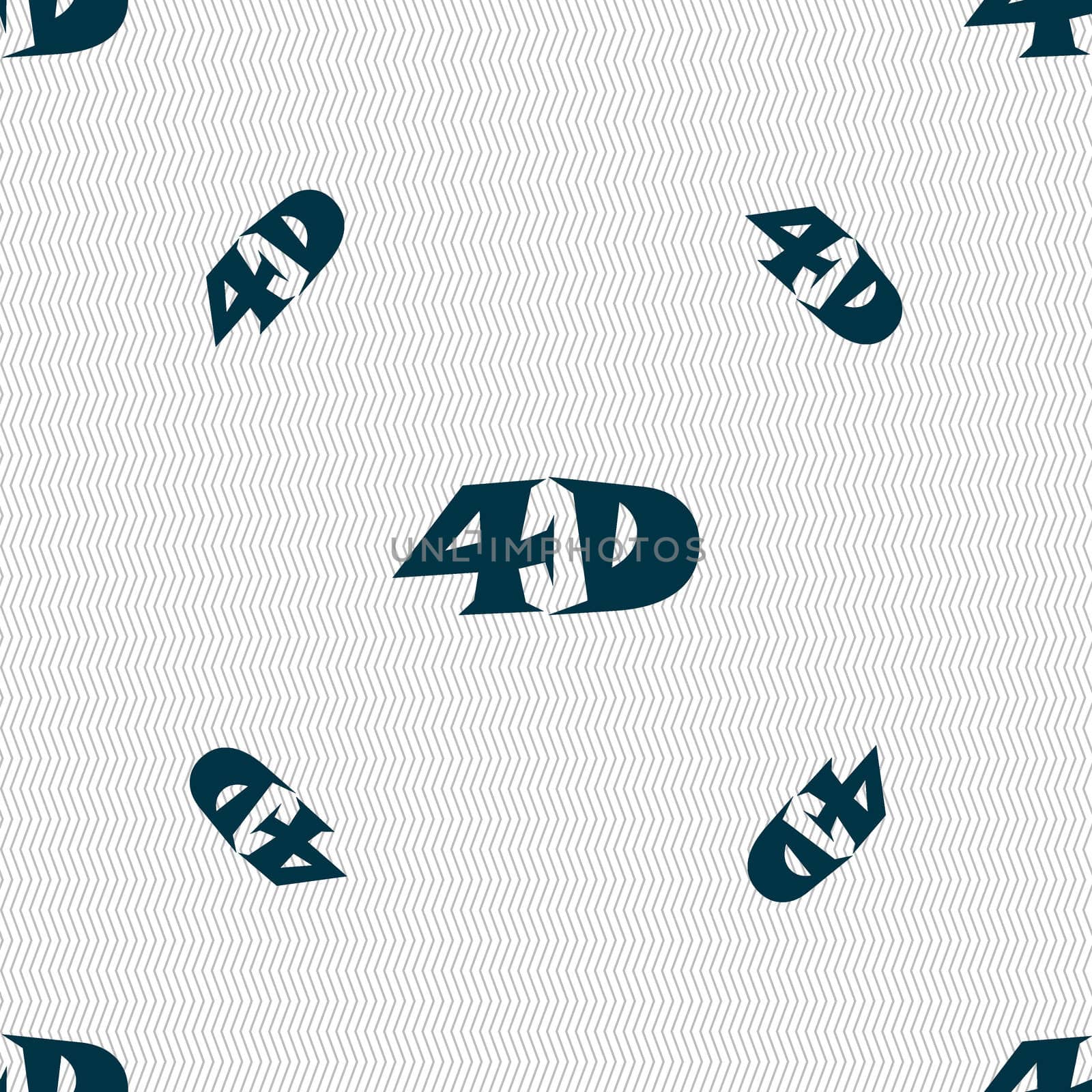 4D sign icon. 4D-New technology symbol. Seamless pattern with geometric texture.  by serhii_lohvyniuk