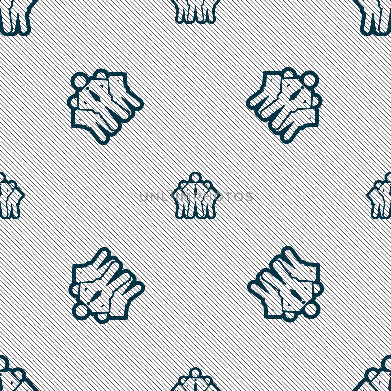 business team icon sign. Seamless pattern with geometric texture. illustration