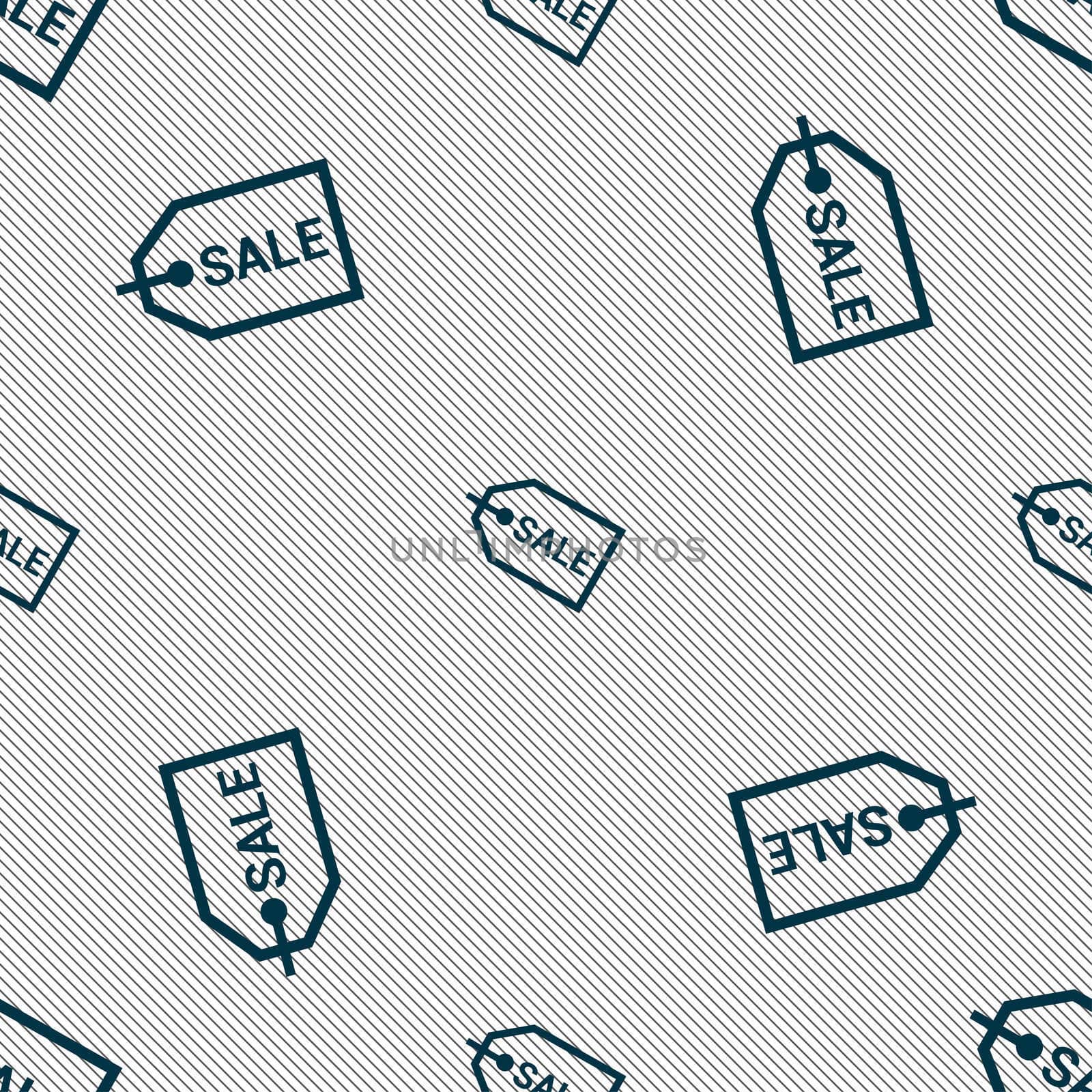 Sale icon sign. Seamless pattern with geometric texture. illustration