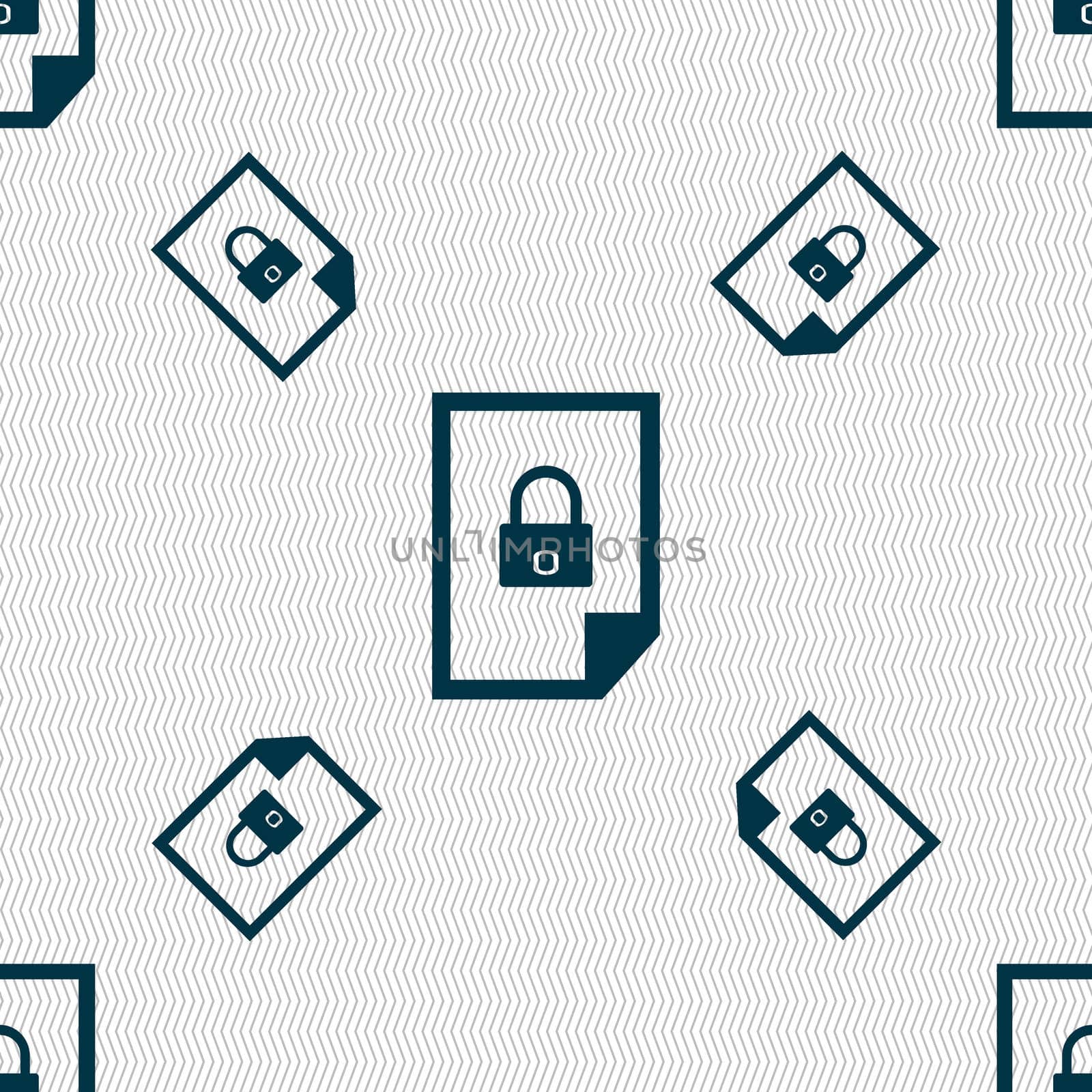 File locked icon sign. Seamless pattern with geometric texture. illustration