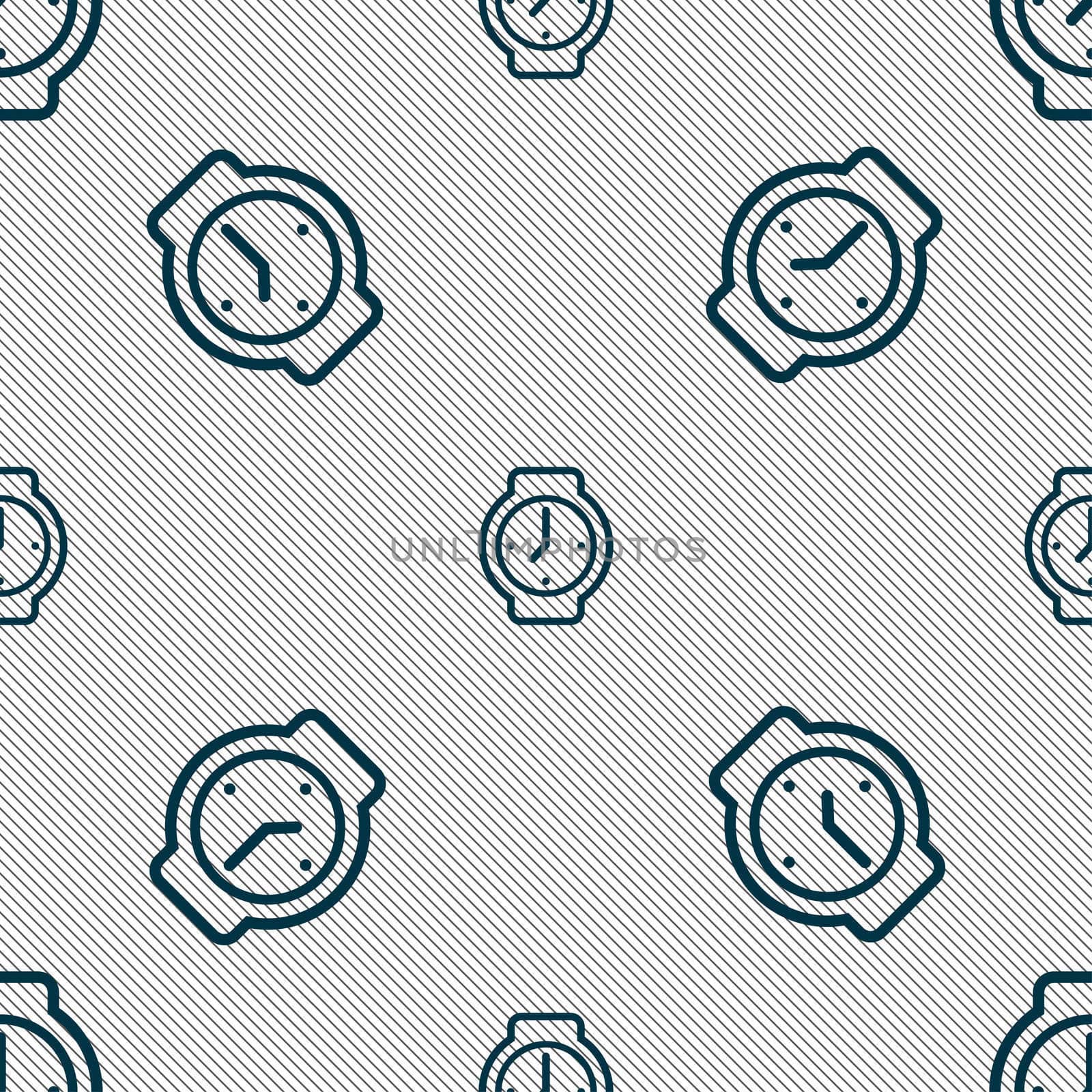 watches icon sign. Seamless pattern with geometric texture. illustration