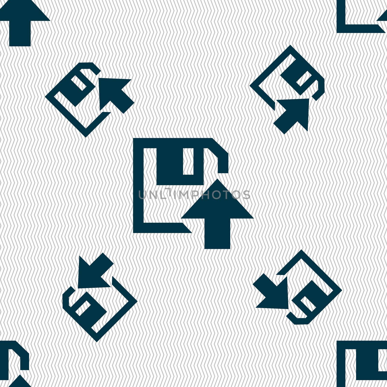 floppy icon. Flat modern design. Seamless pattern with geometric texture. illustration