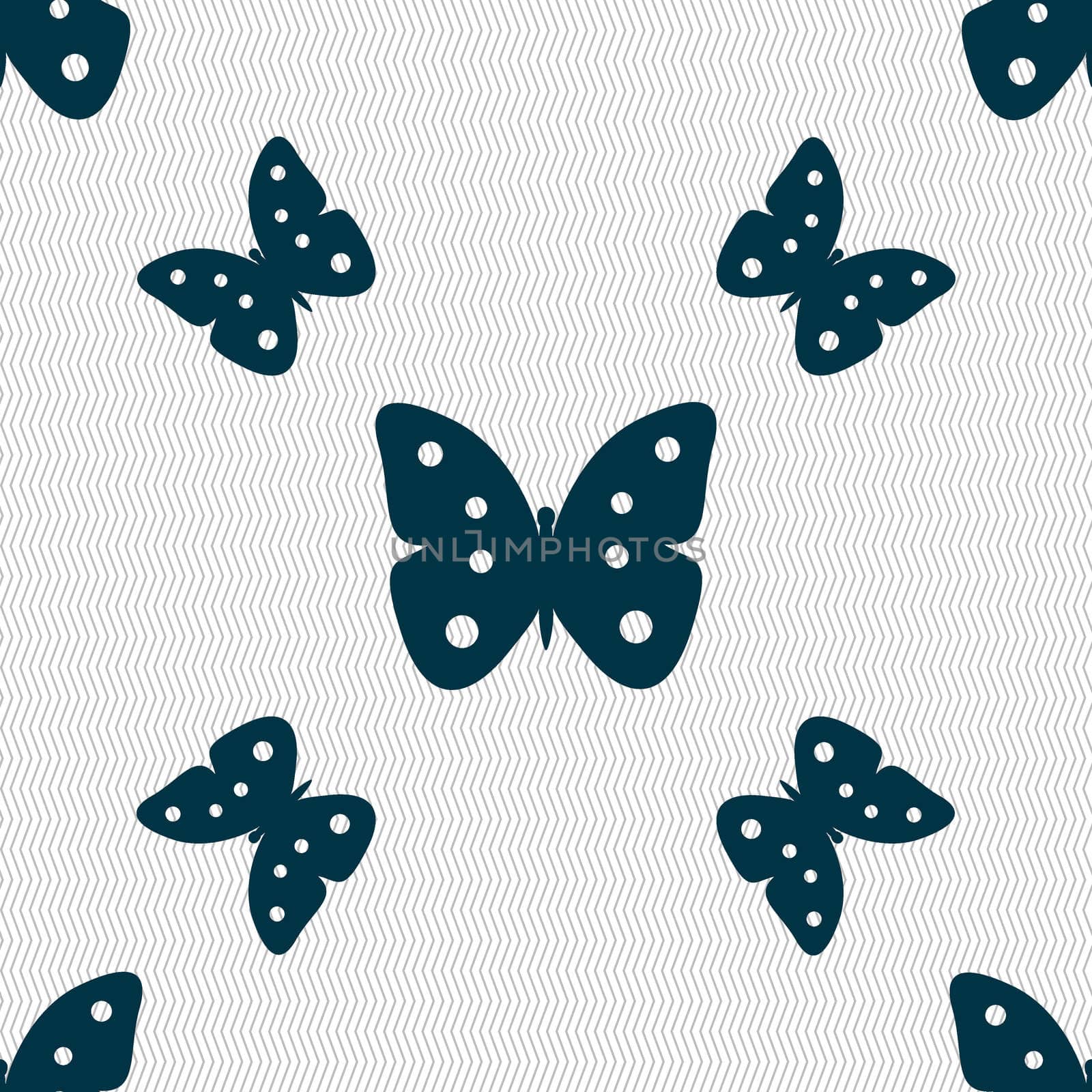 Butterfly sign icon. insect symbol. Seamless pattern with geometric texture. illustration