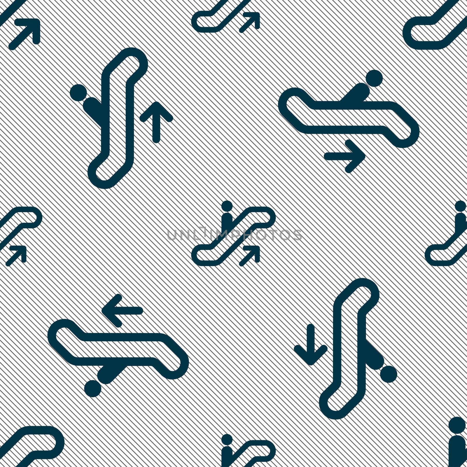 elevator, Escalator, Staircase icon sign. Seamless pattern with geometric texture.  by serhii_lohvyniuk