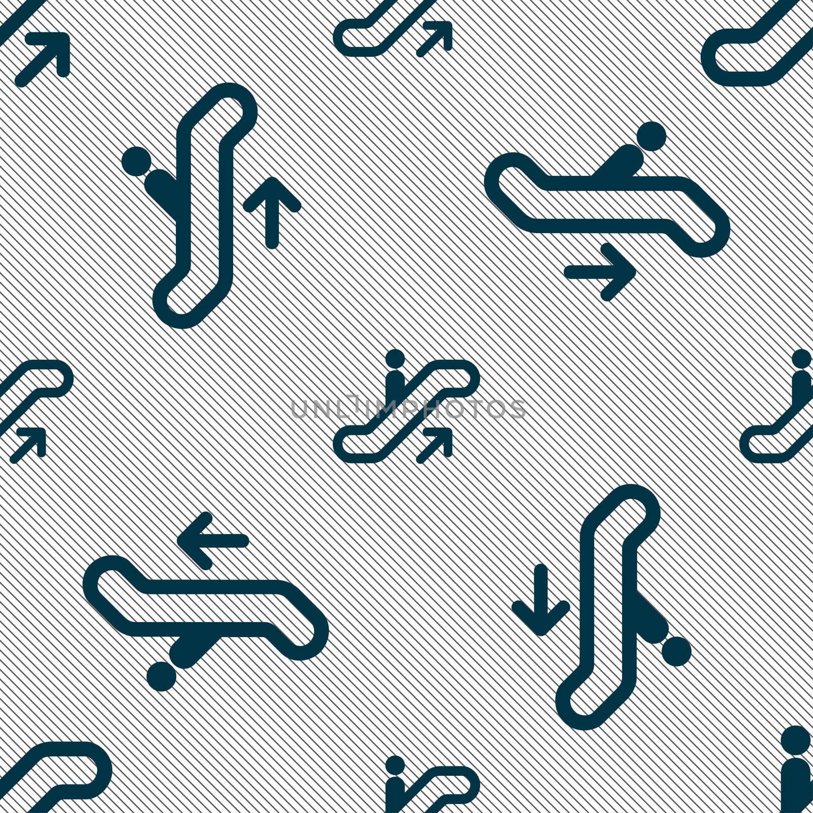 elevator, Escalator, Staircase icon sign. Seamless pattern with geometric texture. illustration