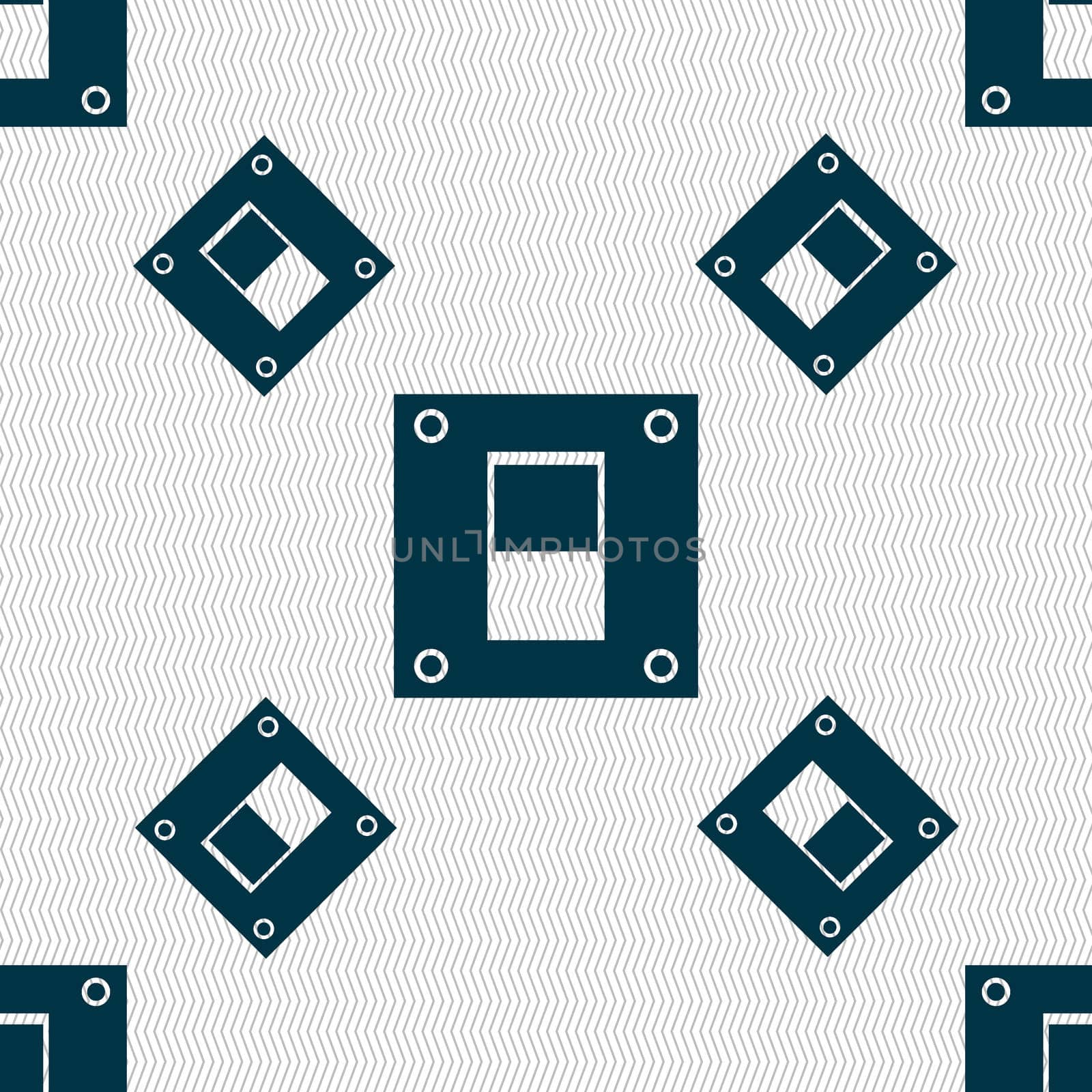 Power switch icon sign. Seamless pattern with geometric texture. illustration