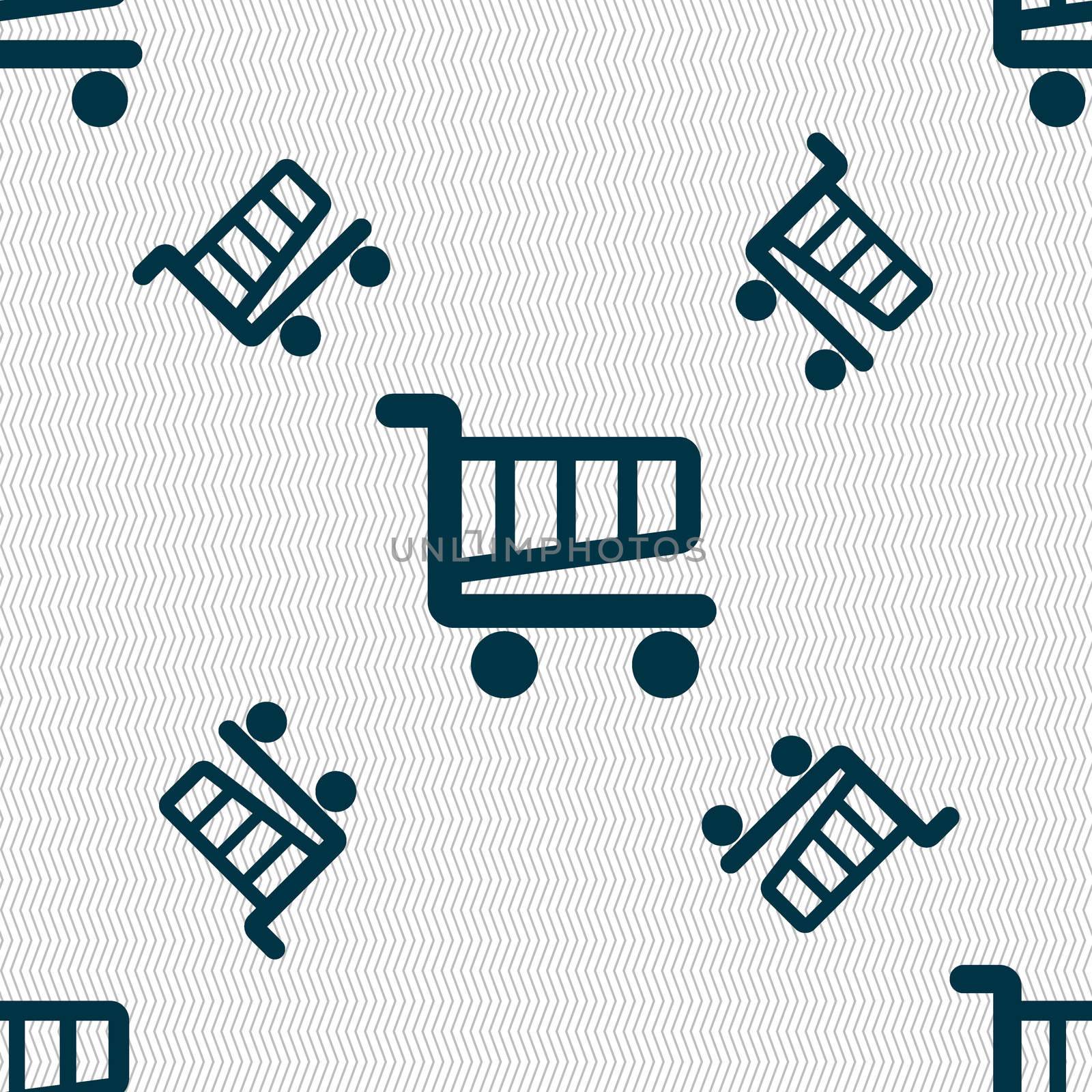 Shopping Cart sign icon. Online buying button. Seamless pattern with geometric texture.  by serhii_lohvyniuk