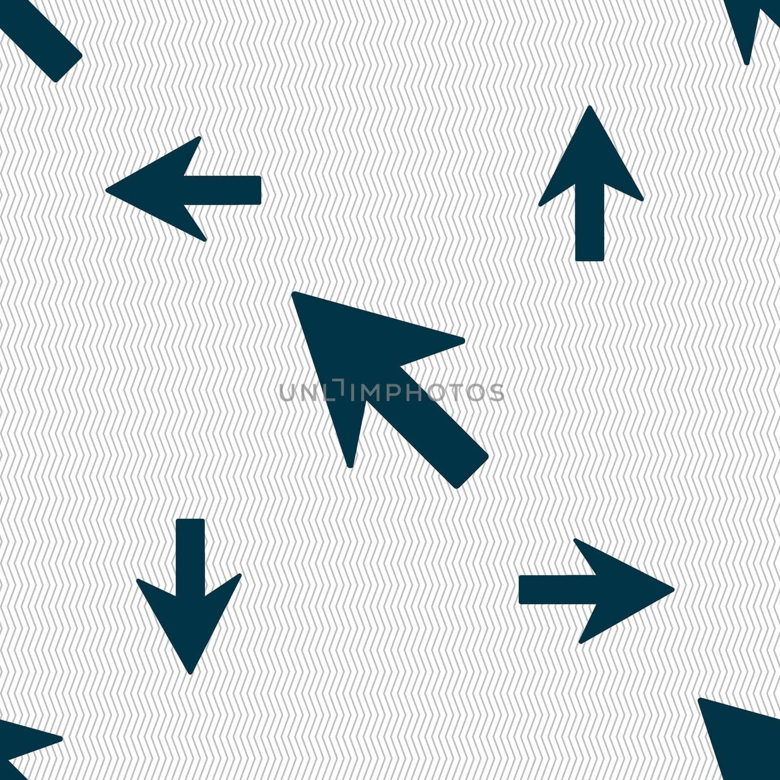 Cursor, arrow icon sign. Seamless pattern with geometric texture. illustration