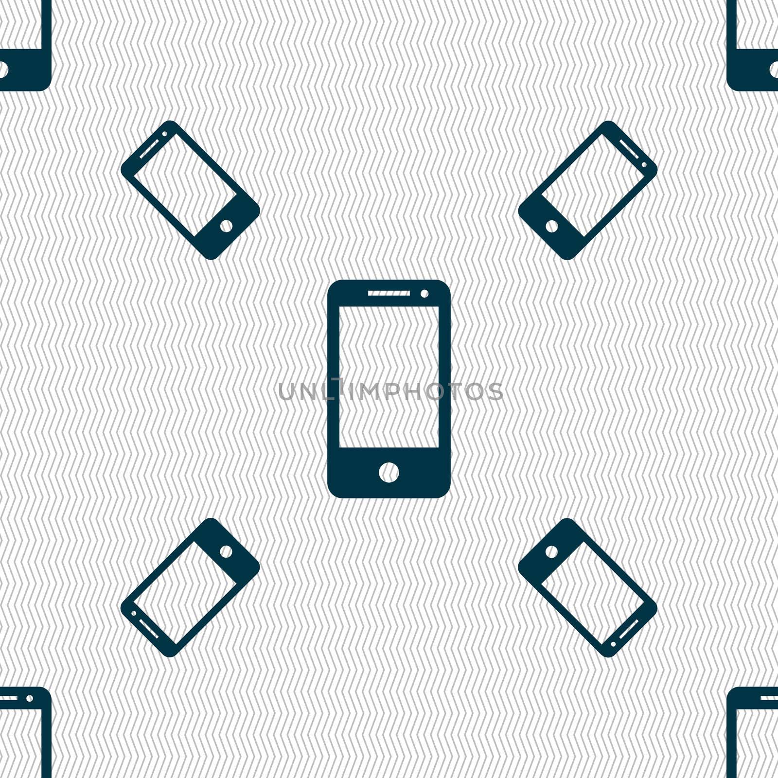 Smartphone sign icon. Support symbol. Call center. Seamless pattern with geometric texture. illustration