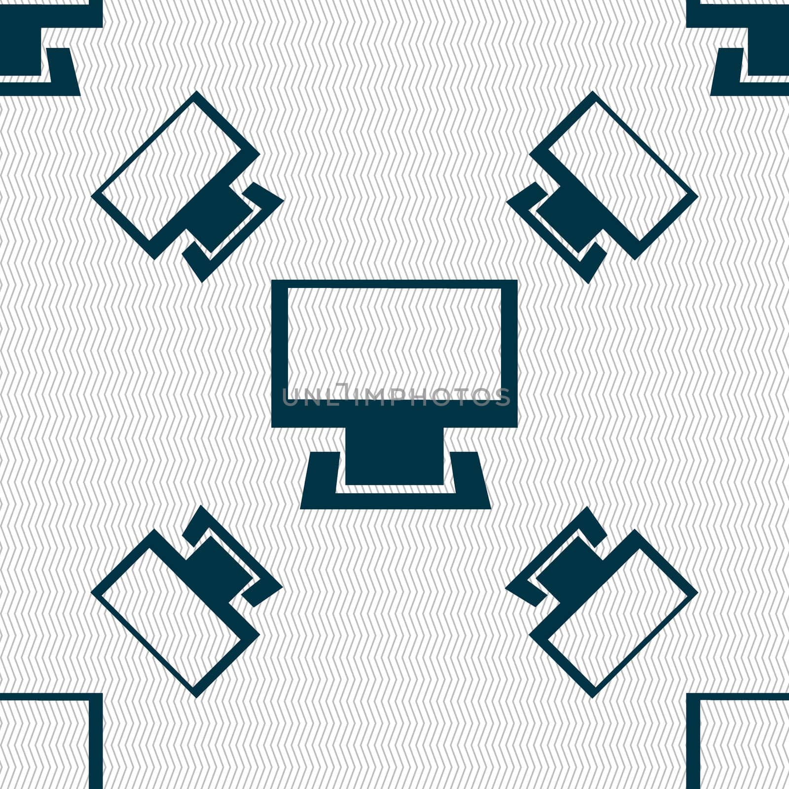 Computer widescreen monitor sign icon. Seamless pattern with geometric texture. illustration