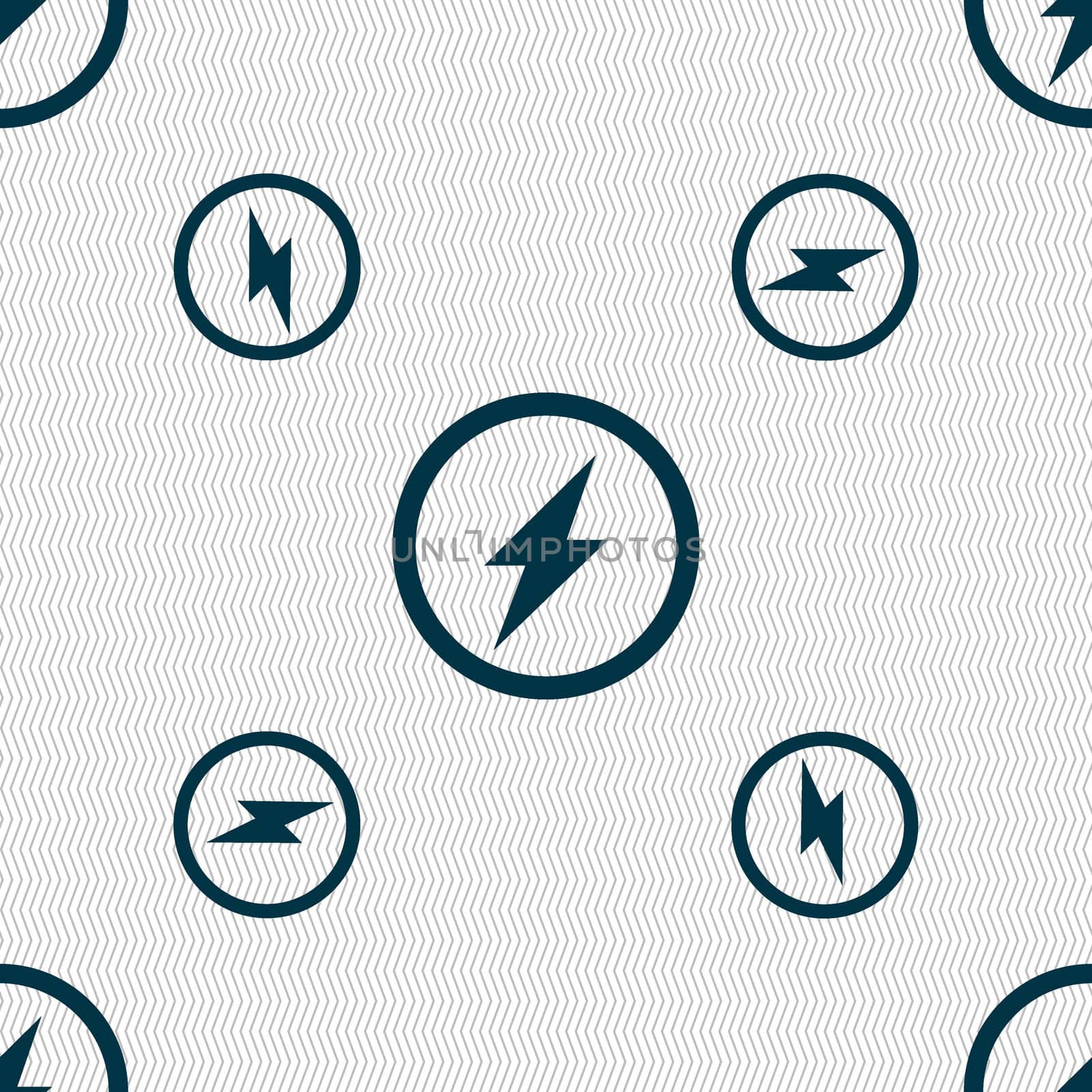 Photo flash sign icon. Lightning symbol. Seamless pattern with geometric texture.  by serhii_lohvyniuk