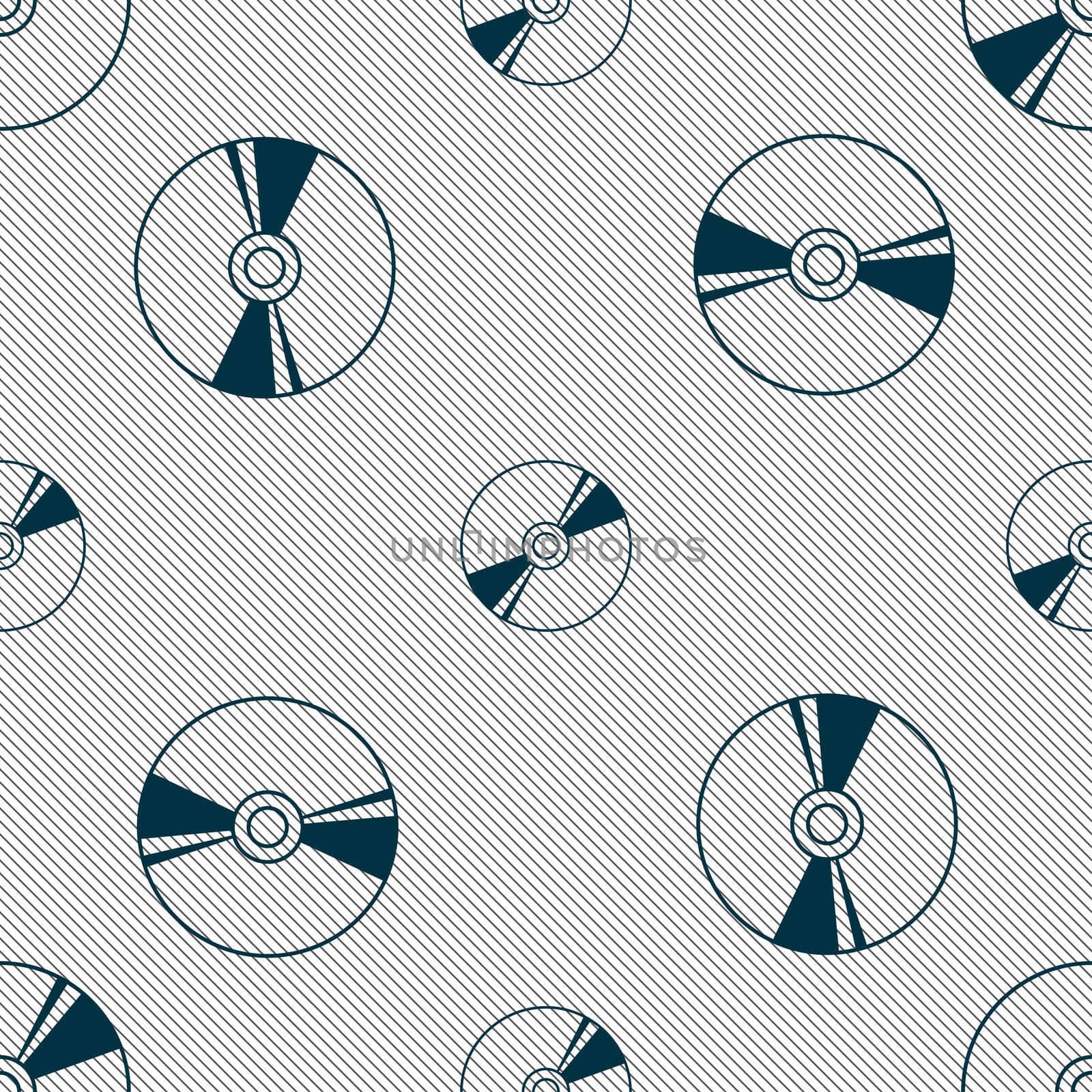 Cd, DVD, compact disk, blue ray icon sign. Seamless pattern with geometric texture. illustration