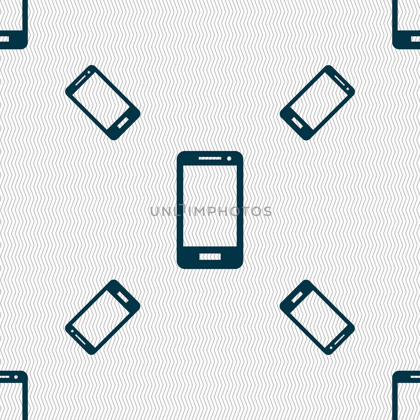 Smartphone sign icon. Support symbol. Call center. Seamless pattern with geometric texture.  by serhii_lohvyniuk