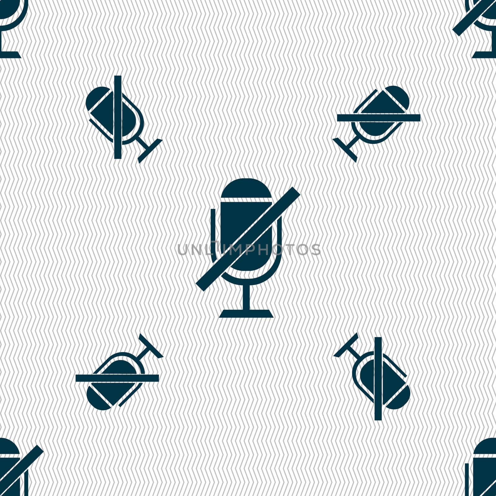 No Microphone sign icon. Speaker symbol. Seamless pattern with geometric texture.  by serhii_lohvyniuk