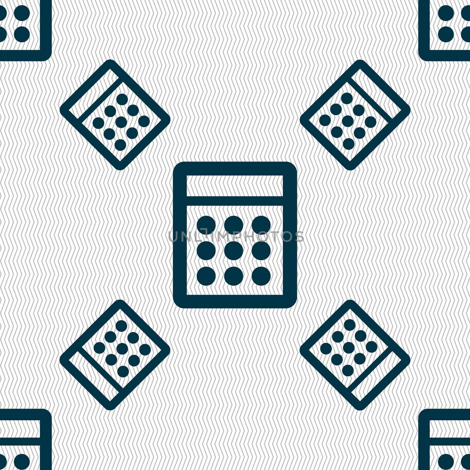 Calculator sign icon. Bookkeeping symbol. Seamless pattern with geometric texture.  by serhii_lohvyniuk