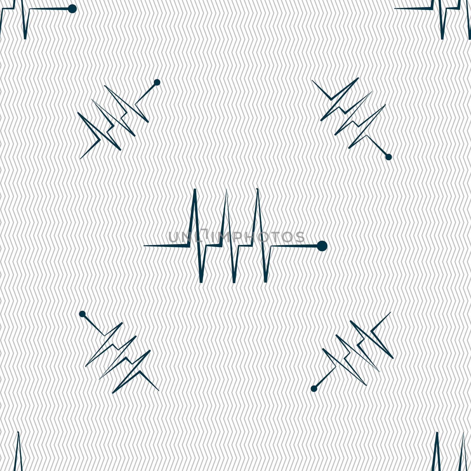 Cardiogram monitoring sign icon. Heart beats symbol. Seamless pattern with geometric texture.  by serhii_lohvyniuk