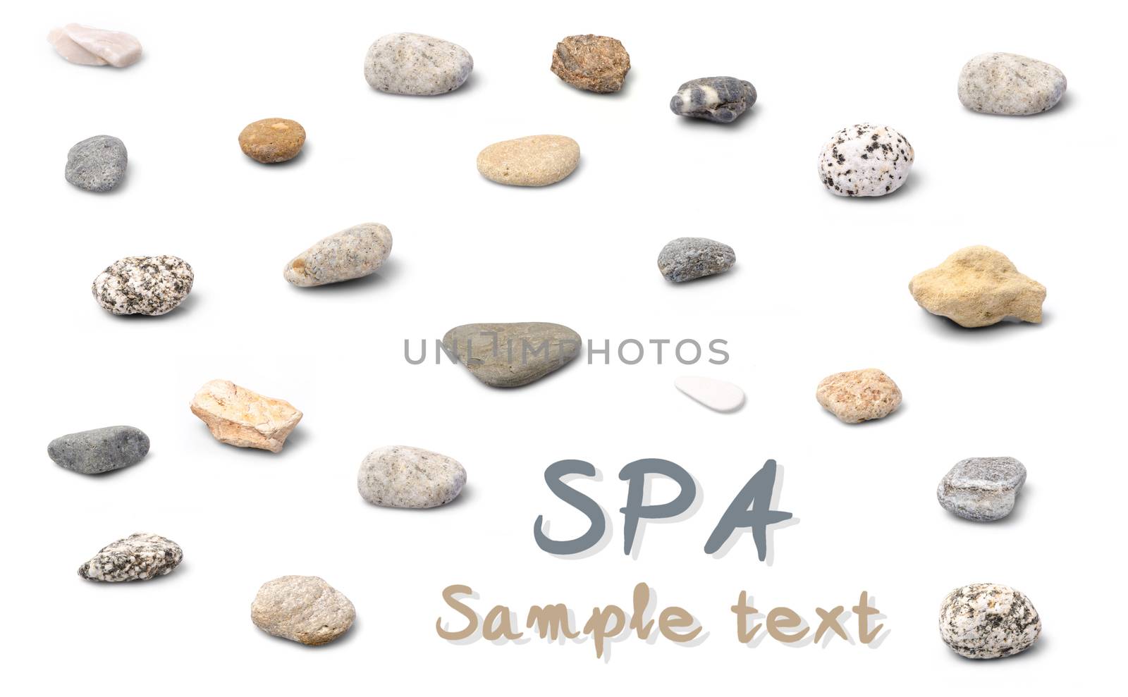 Set of a plenty stones isolated on white background.