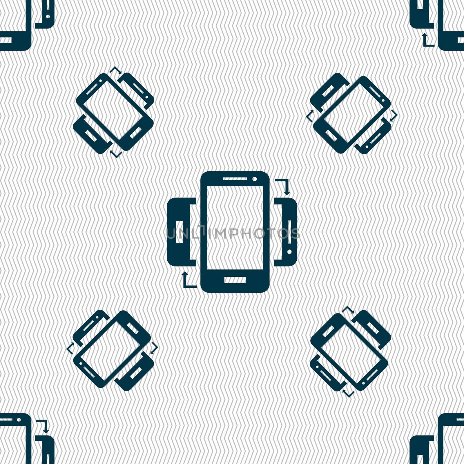 Synchronization sign icon. smartphones sync symbol. Data exchange. Seamless pattern with geometric texture.  by serhii_lohvyniuk