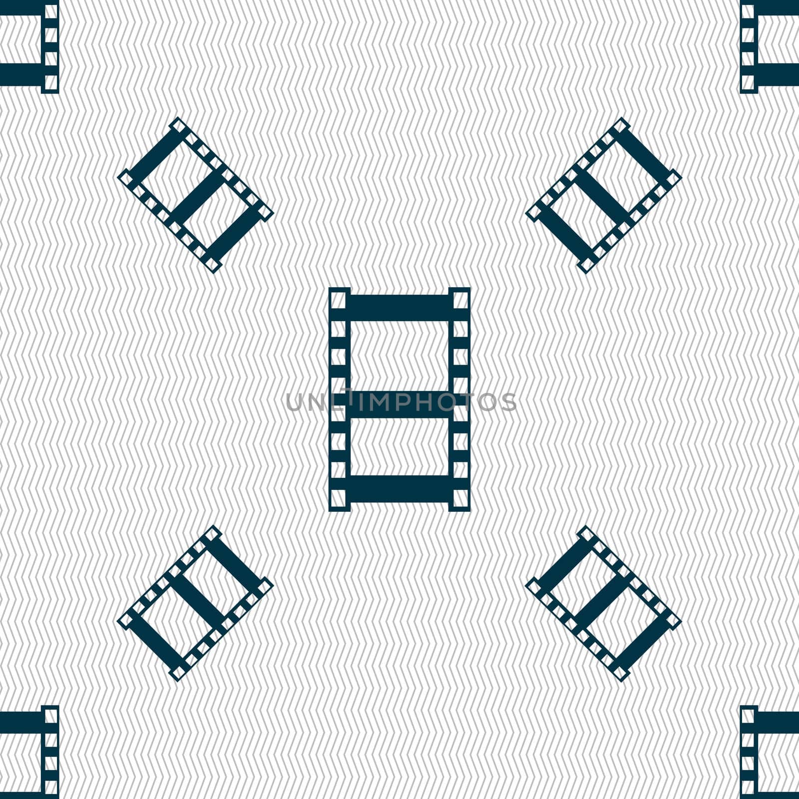 Video sign icon. Video frame symbol. Seamless pattern with geometric texture. illustration