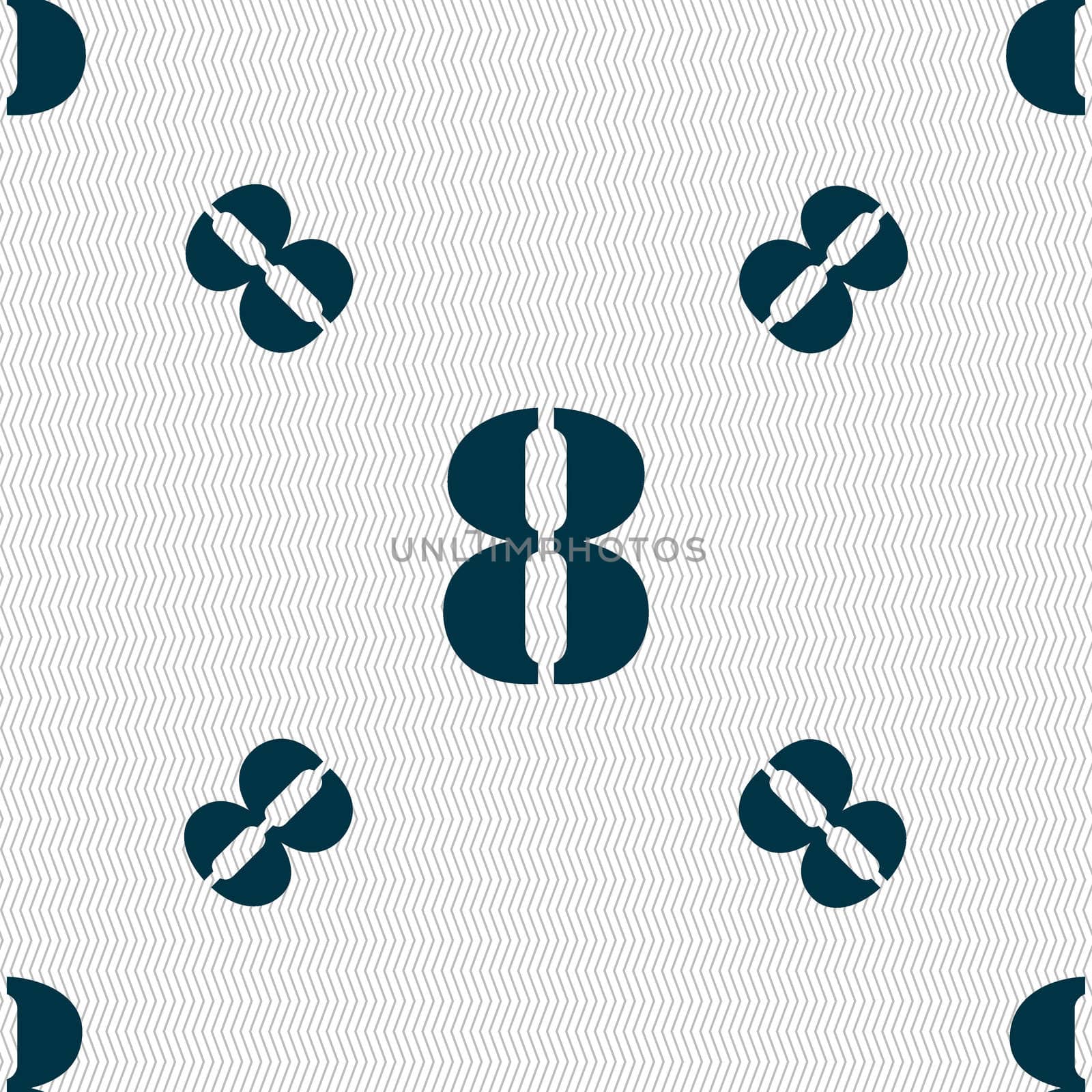 number Eight icon sign. Seamless pattern with geometric texture. illustration