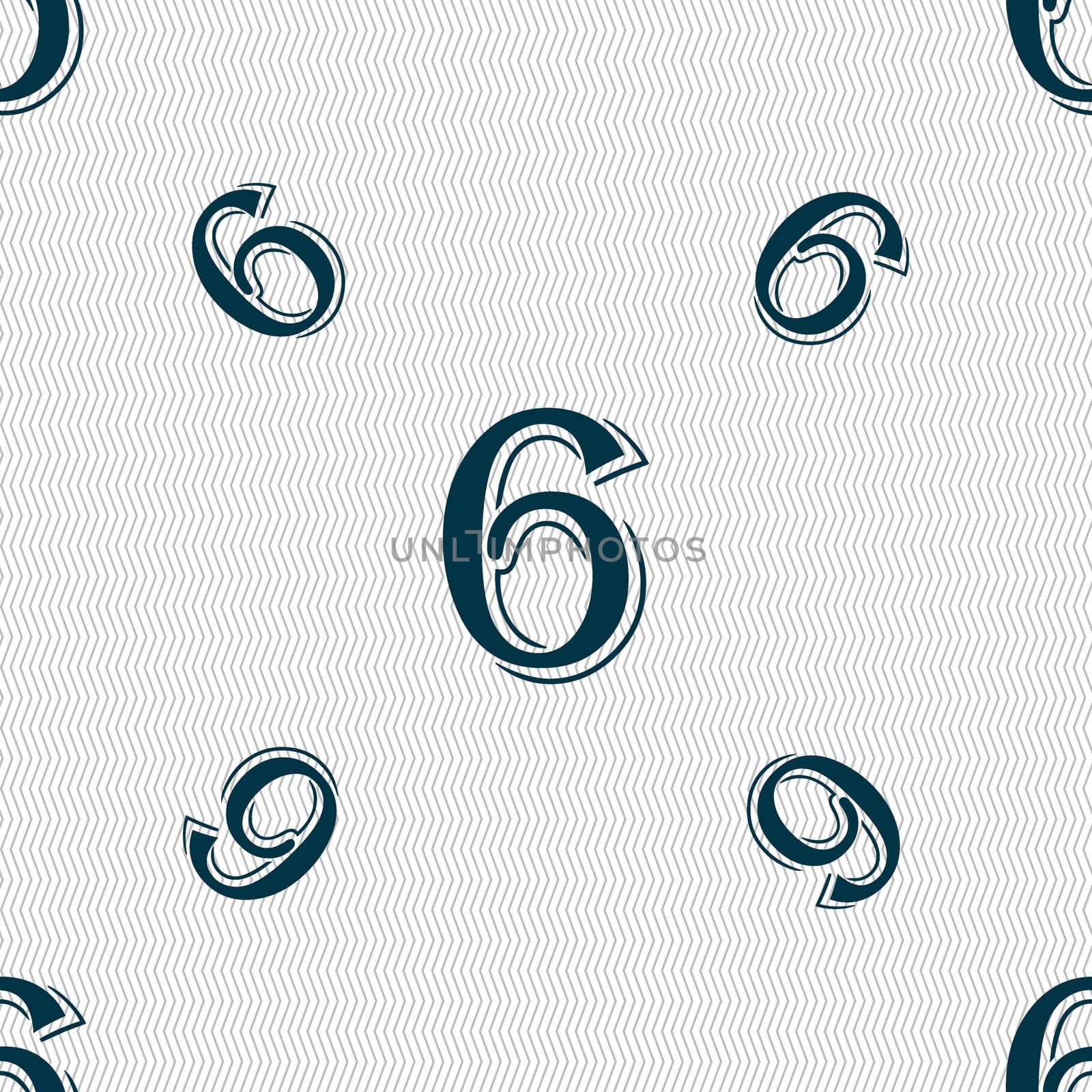 number six icon sign. Seamless pattern with geometric texture.  by serhii_lohvyniuk