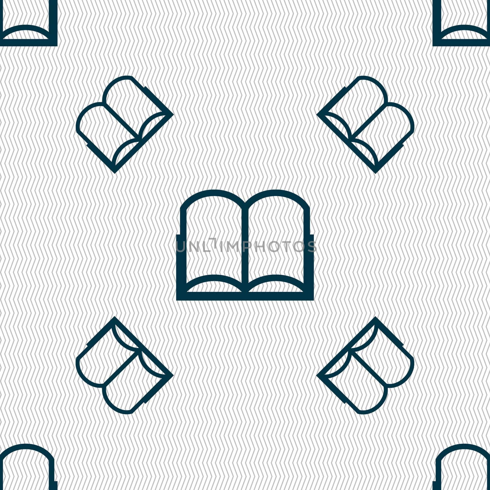 Book sign icon. Open book symbol. Seamless pattern with geometric texture.  by serhii_lohvyniuk