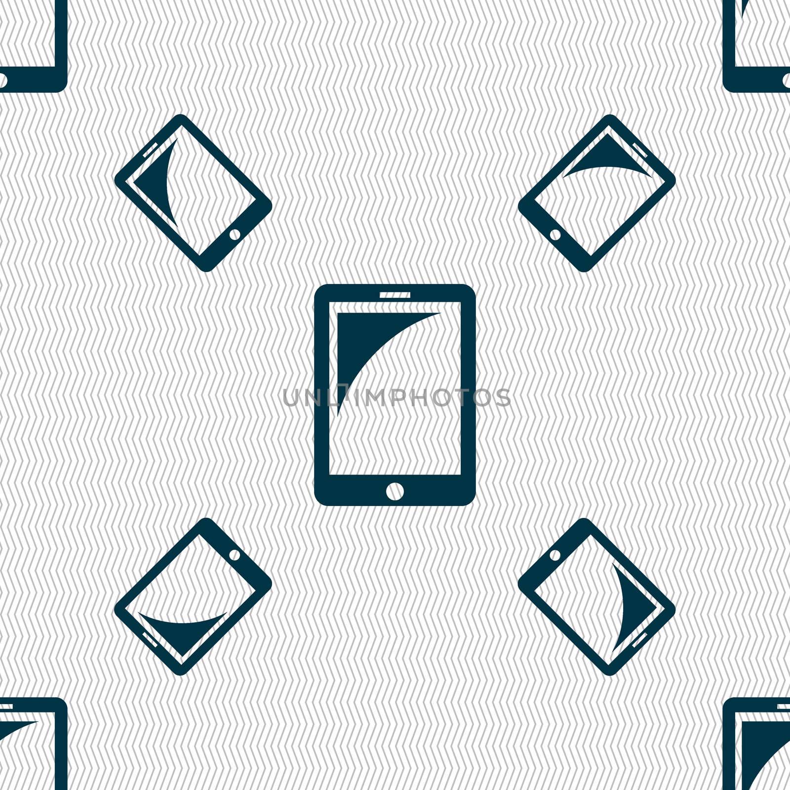 Tablet sign icon. smartphone button. Seamless pattern with geometric texture. illustration