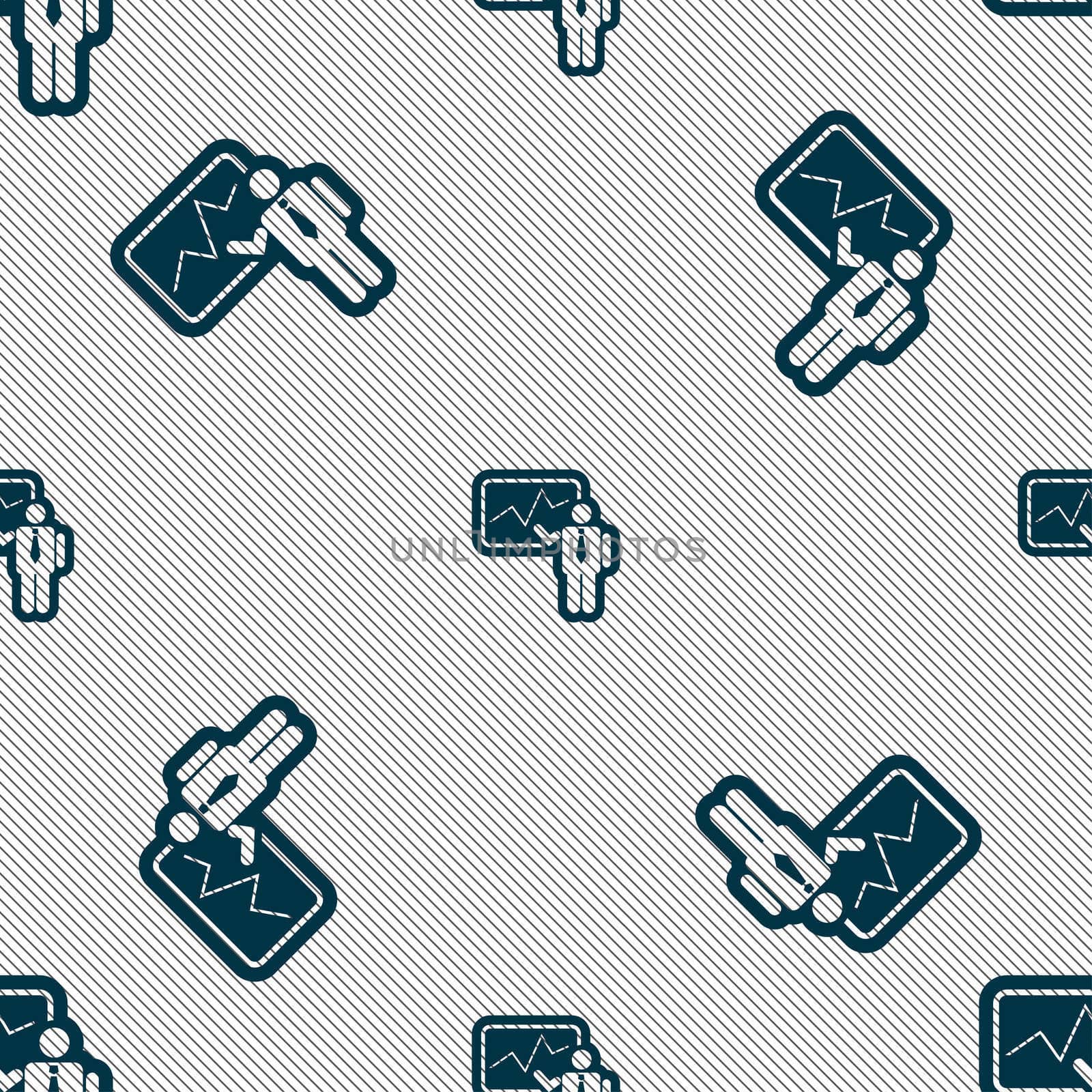 businessman making report icon sign. Seamless pattern with geometric texture.  by serhii_lohvyniuk