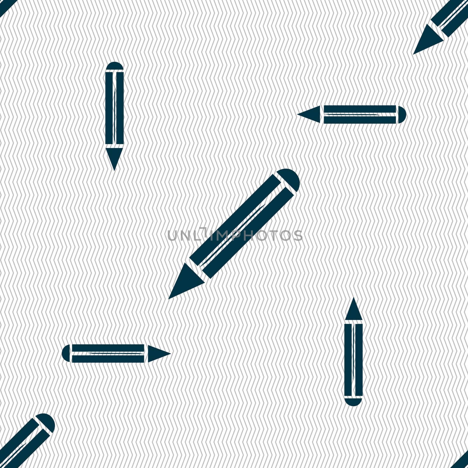 Pencil sign icon. Edit content button. Seamless pattern with geometric texture. illustration