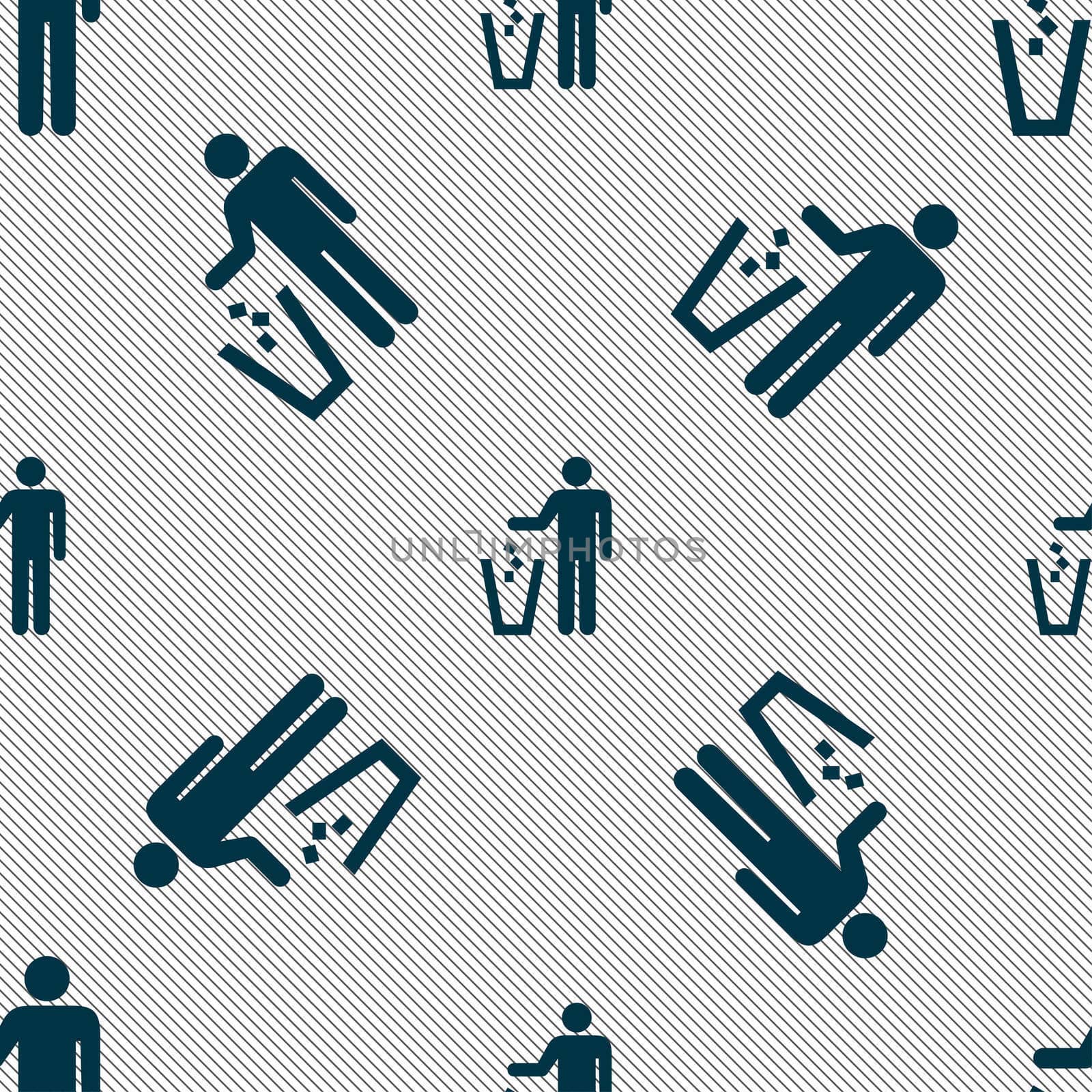 throw away the trash icon sign. Seamless pattern with geometric texture.  by serhii_lohvyniuk