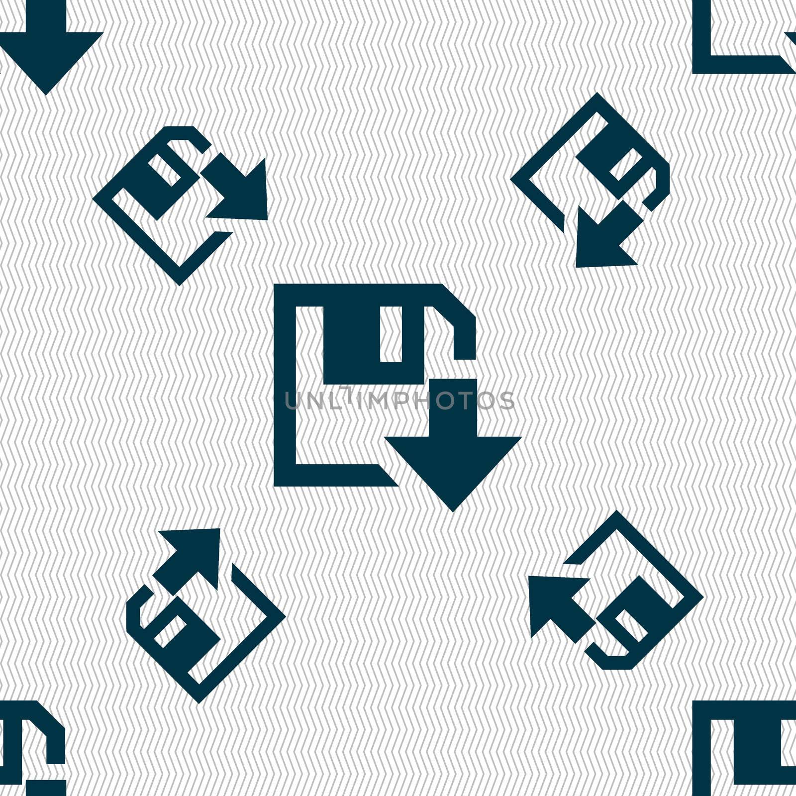 floppy icon. Flat modern design. Seamless pattern with geometric texture. illustration