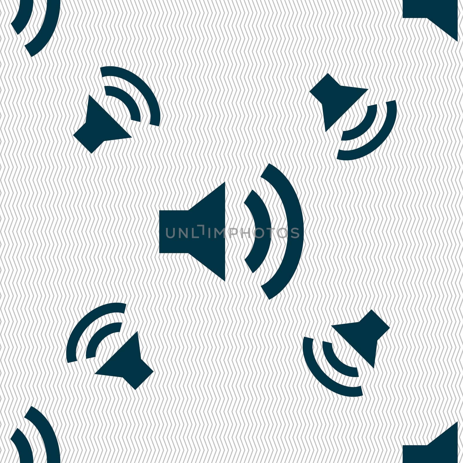 Speaker volume sign icon. Sound symbol. Seamless pattern with geometric texture.  by serhii_lohvyniuk
