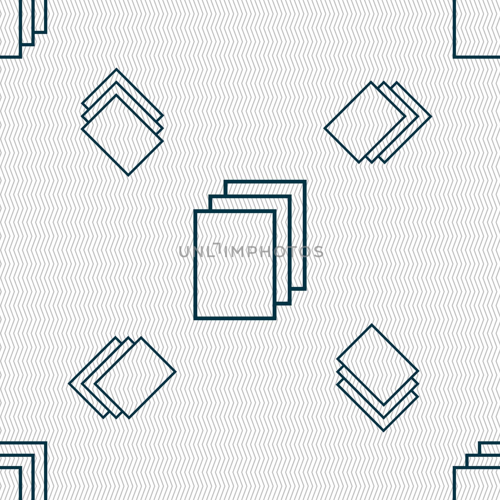 Copy file sign icon. Duplicate document symbol. Seamless pattern with geometric texture. illustration