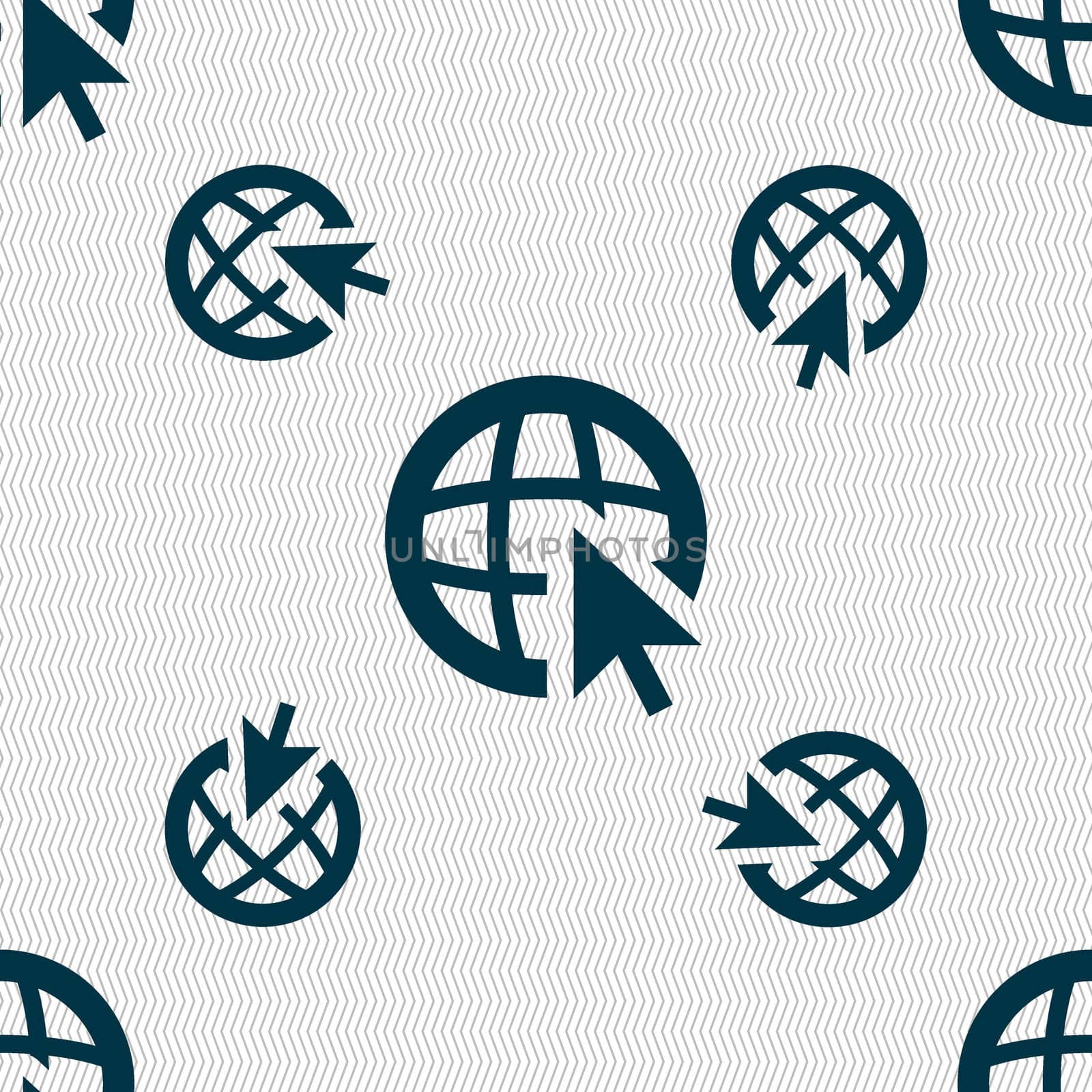 Internet sign icon. World wide web symbol. Cursor pointer. Seamless pattern with geometric texture.  by serhii_lohvyniuk