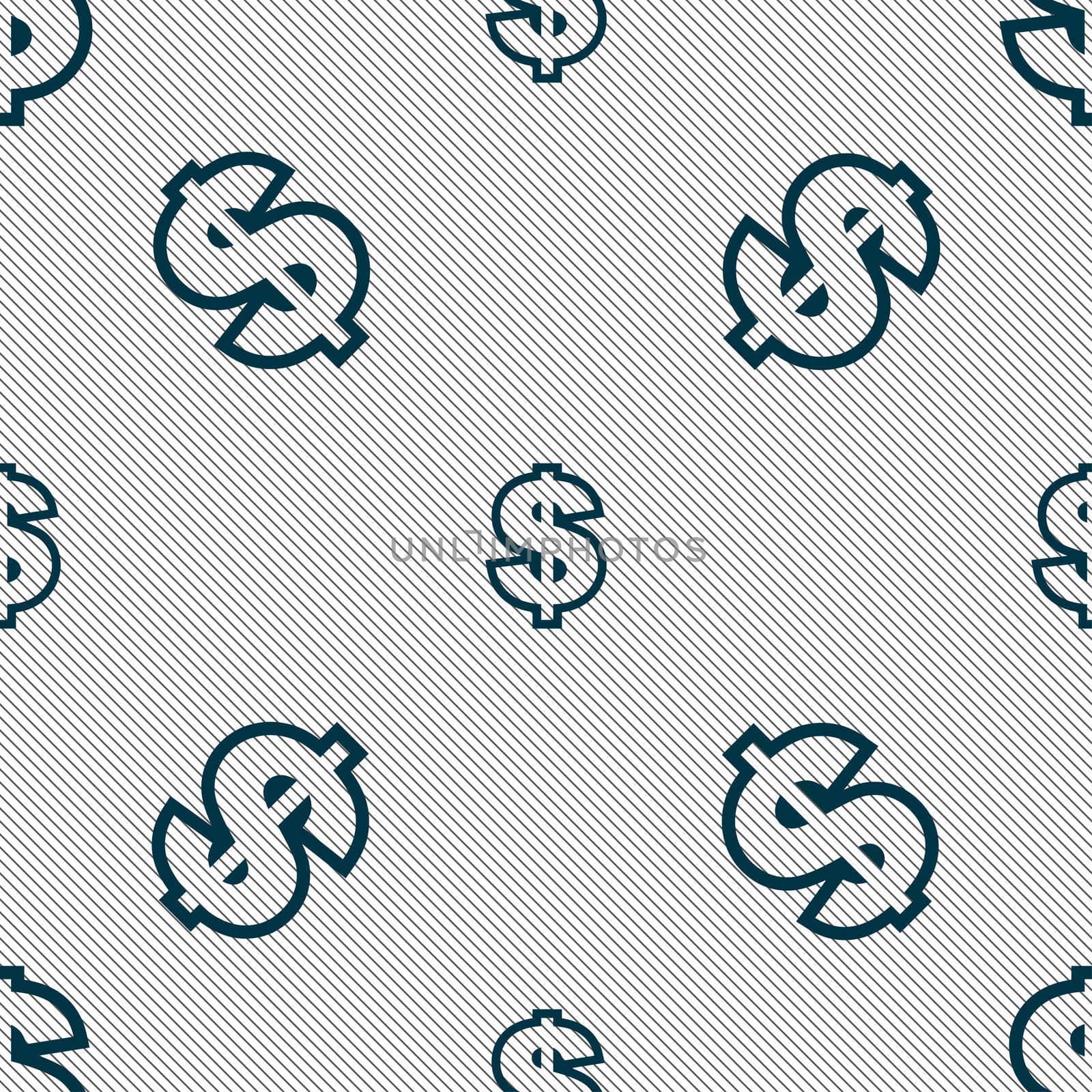 Dollar icon sign. Seamless pattern with geometric texture.  by serhii_lohvyniuk